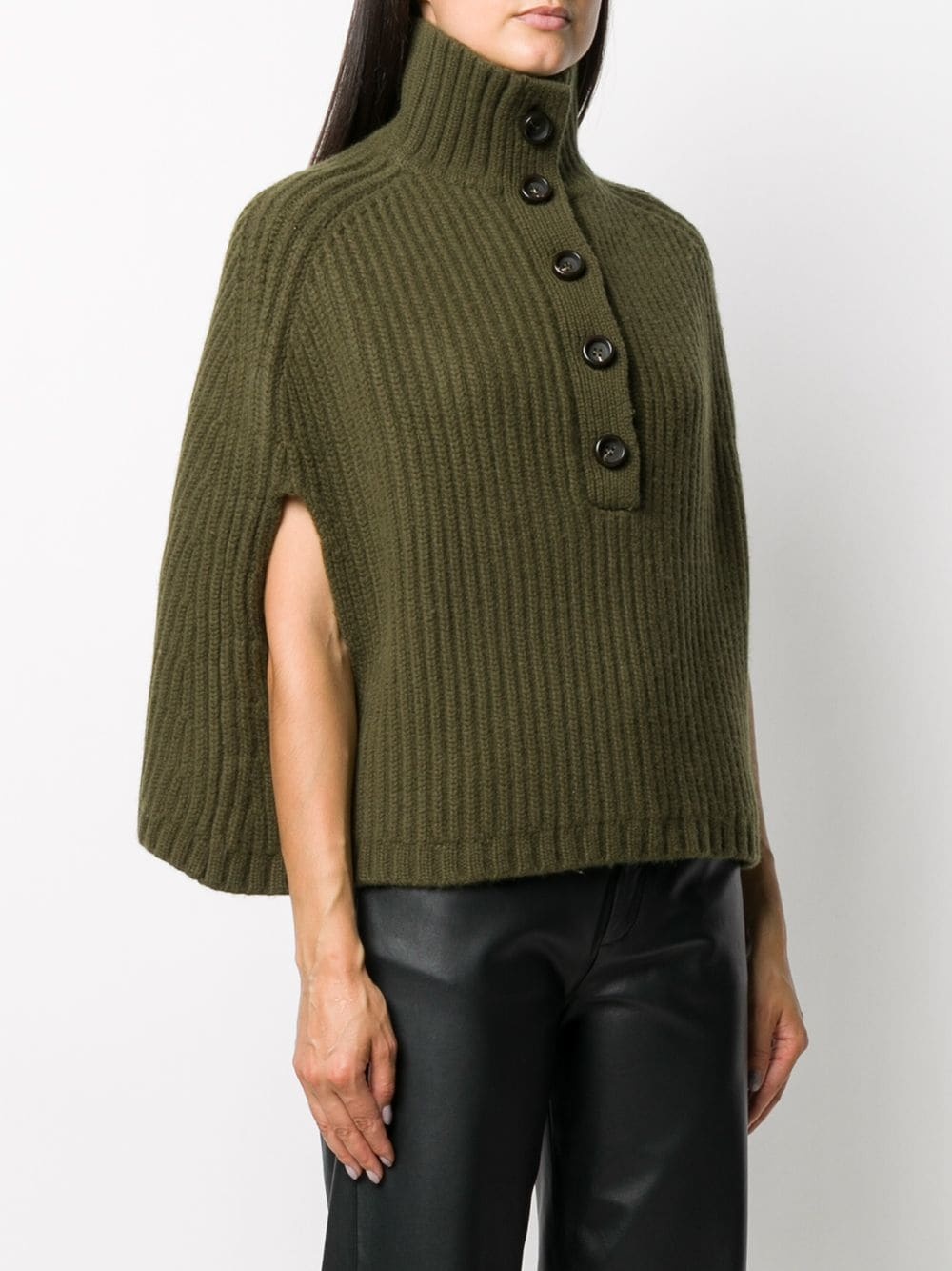 funnel-neck ribbed cape - 3