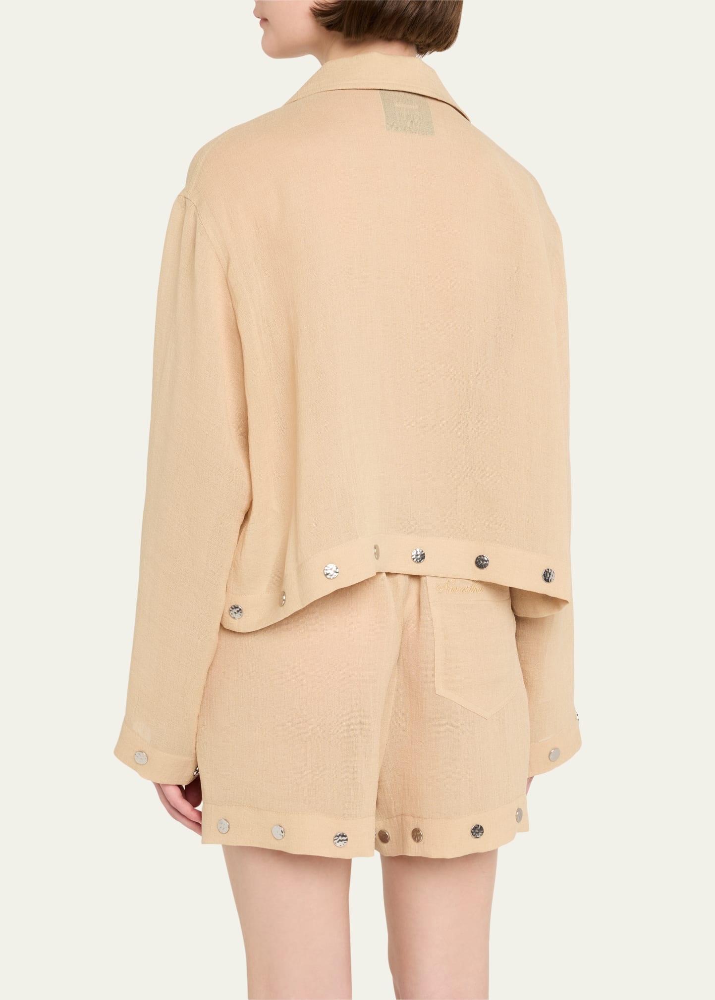 Vally Studded Cropped Gauze Shirt - 3