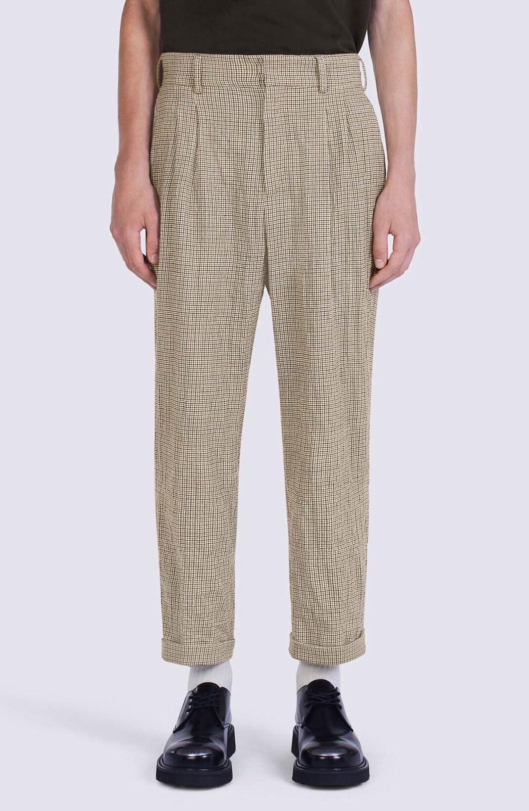 Checked pleated tailored trousers - 4