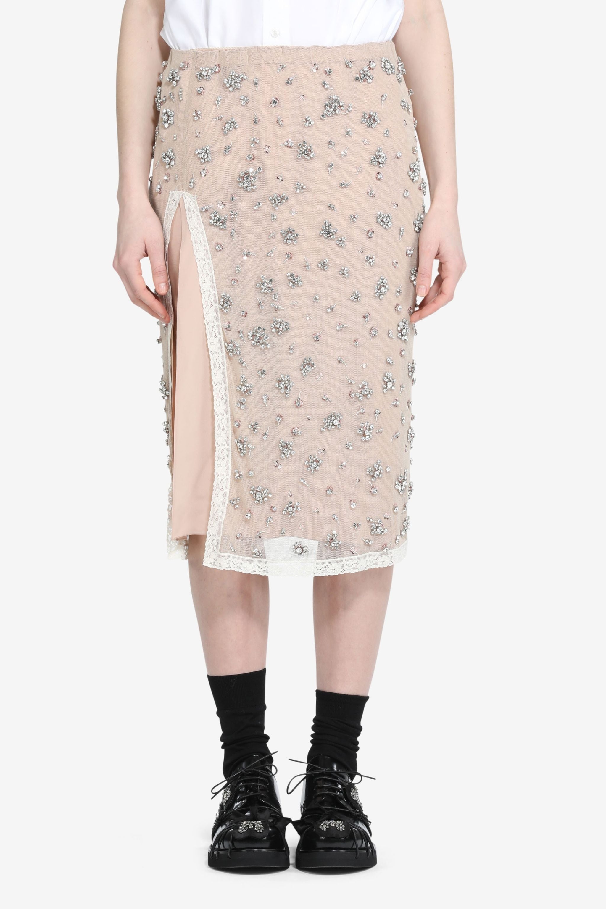 CRYSTAL-EMBELLISHED MIDI SKIRT - 1