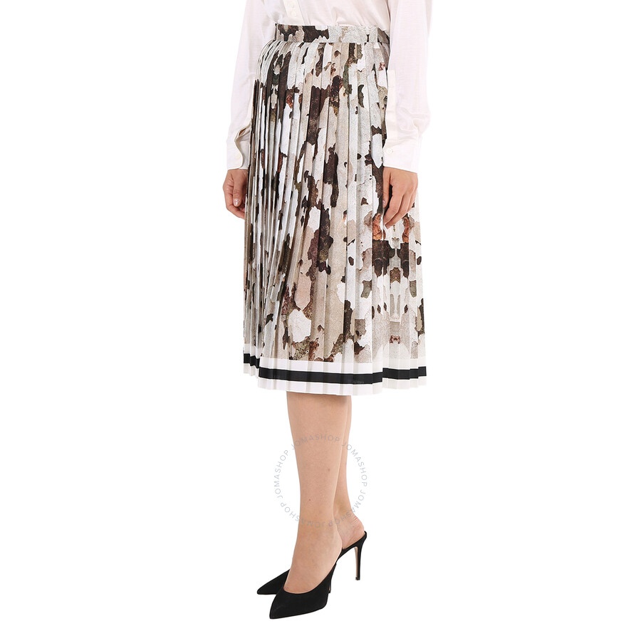 Burberry Ladies Camouflage Print And Stripes Pleated Skirt - 5