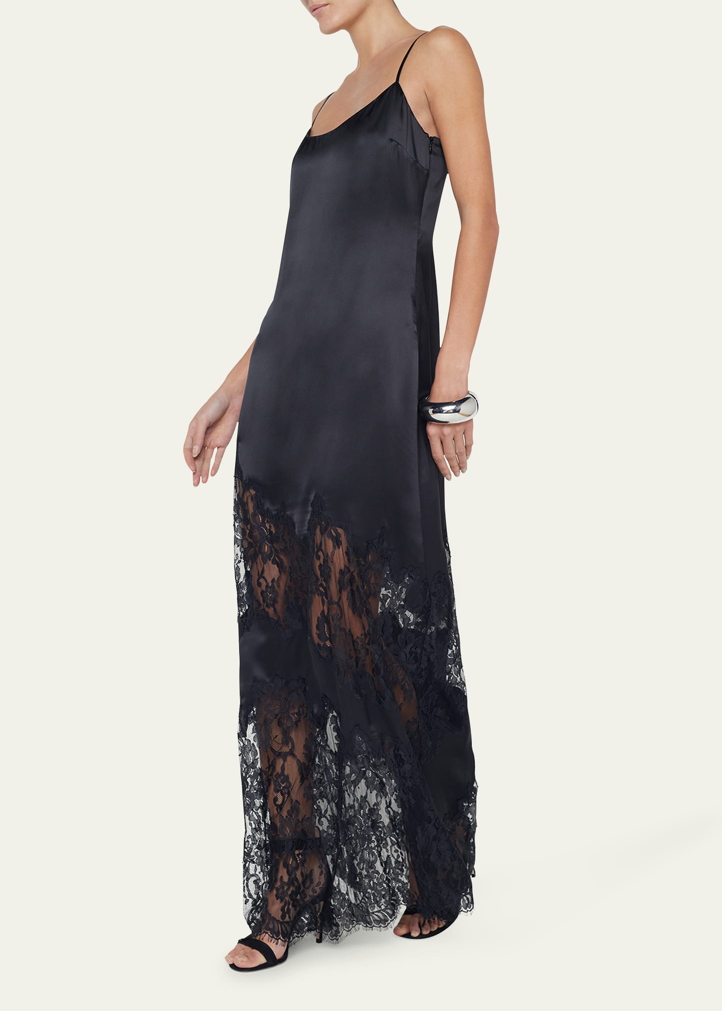 Silvana Satin Lace Gown - 4