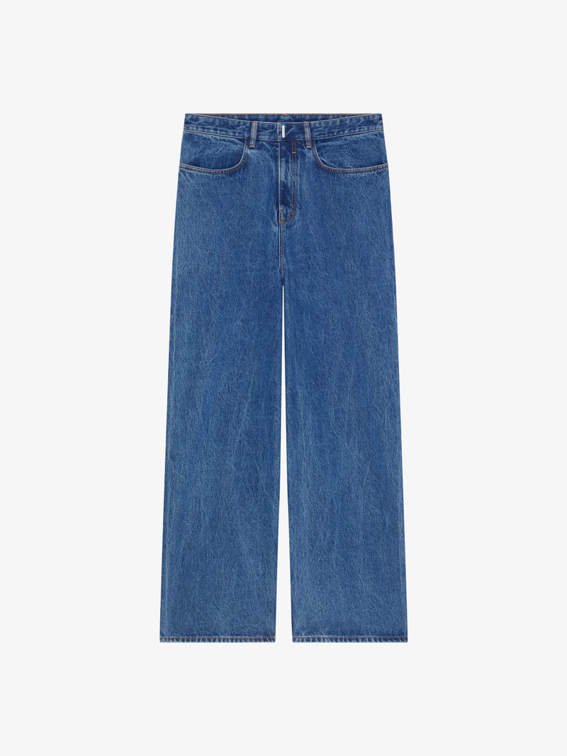 LOW CROTCH WIDE JEANS IN MARBLE DENIM 1