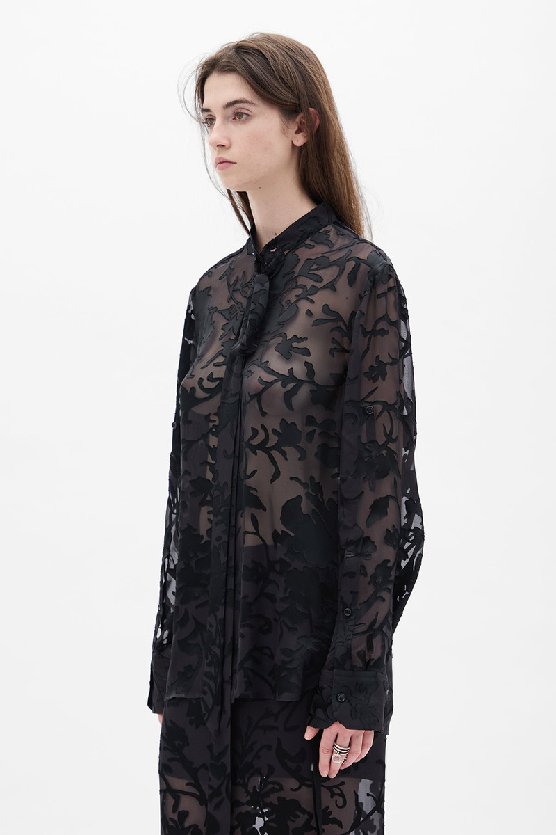 Dien Standard Collar Long Shirt with Foulard 4