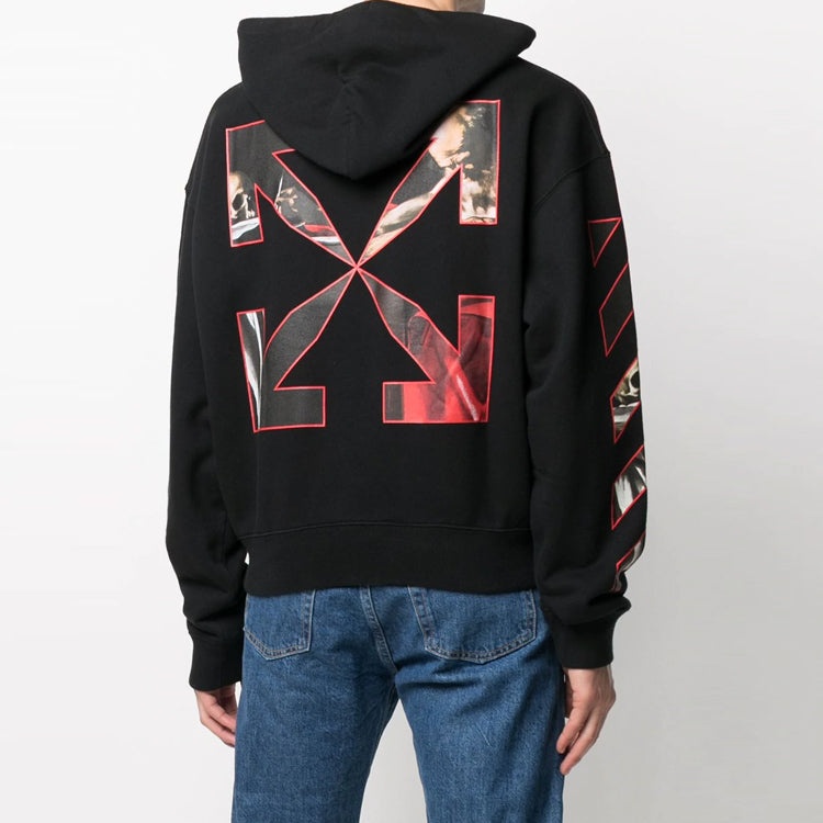Off-White SS21 Caravaggio Printing Hoodie 'Black Red' OMBB037R21FLE0021025 - 3