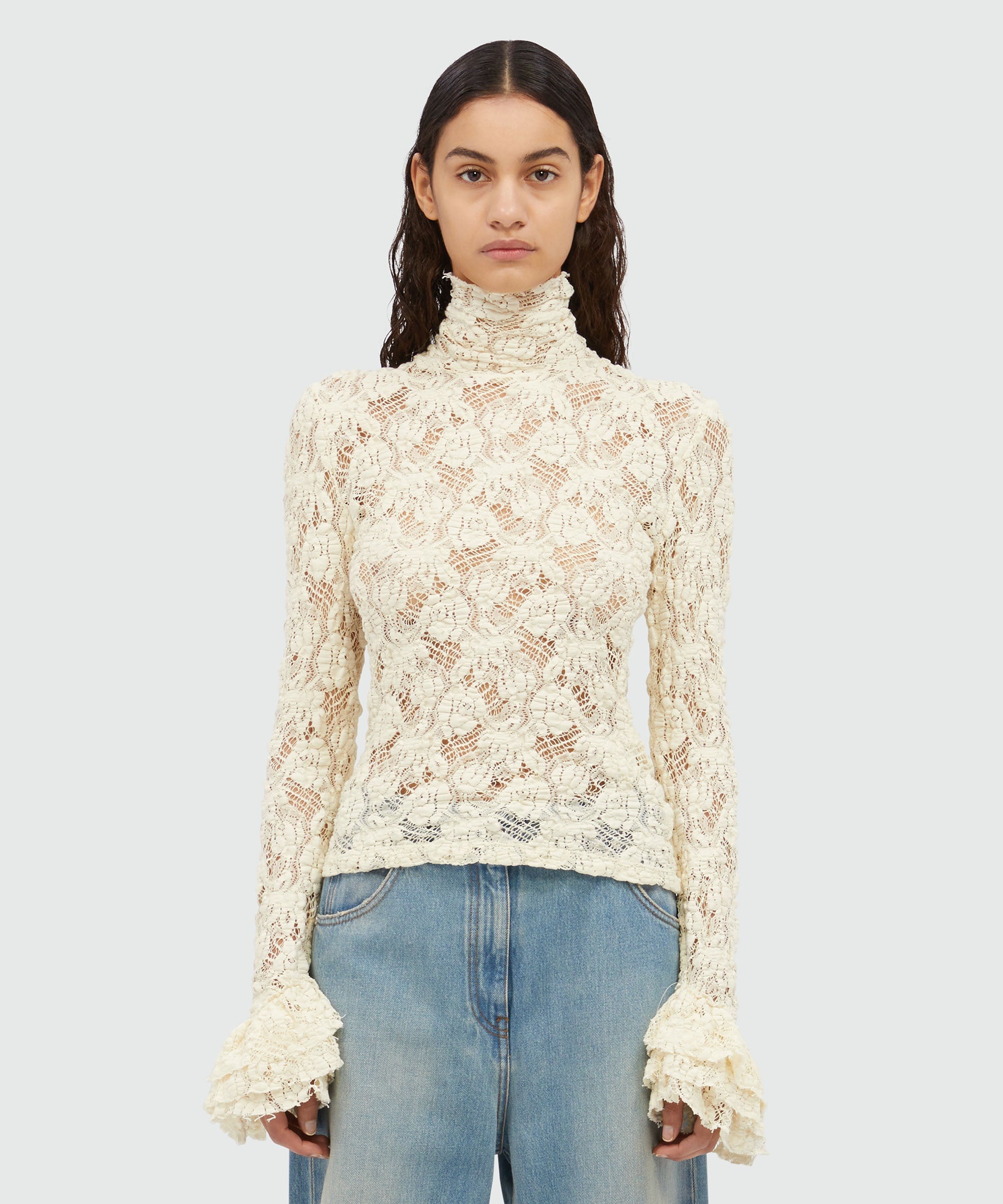 Ivory stretch lace blouse - 2
