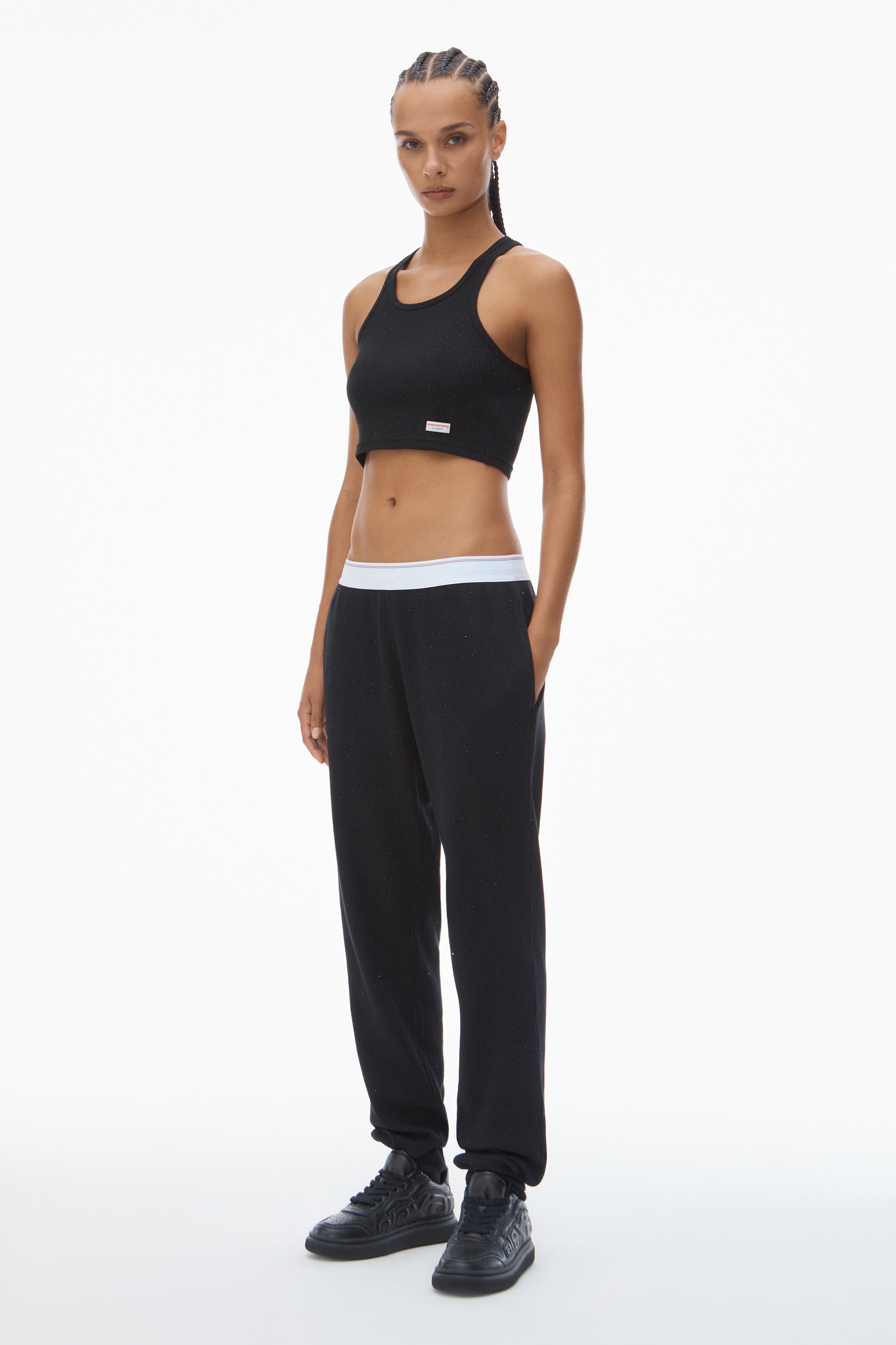 Crystal Hotfix Jogger Pant in Waffle Knit - 2