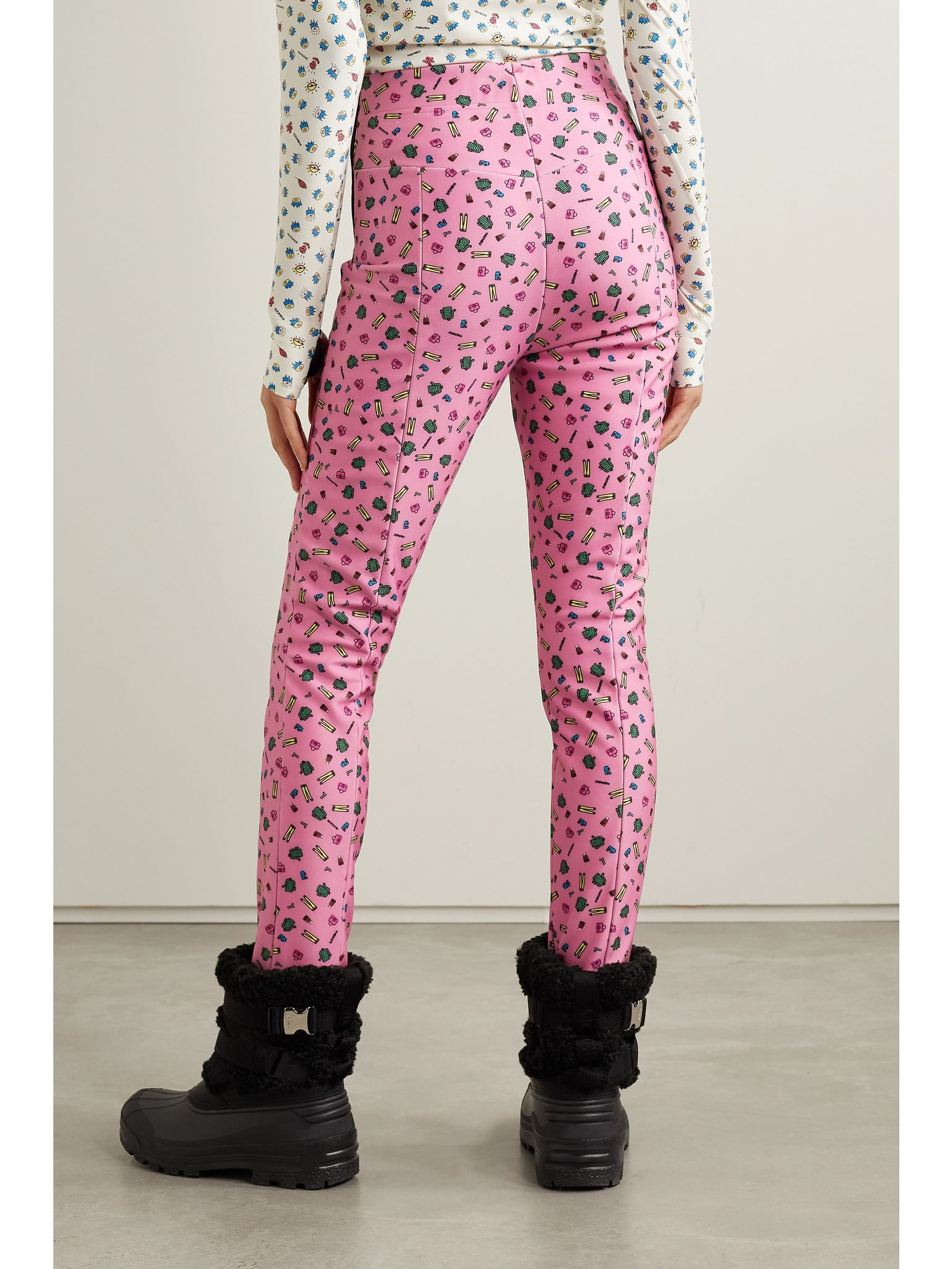 + 3 Moncler Grenoble printed stretch-jersey stirrup pants Pink - 3