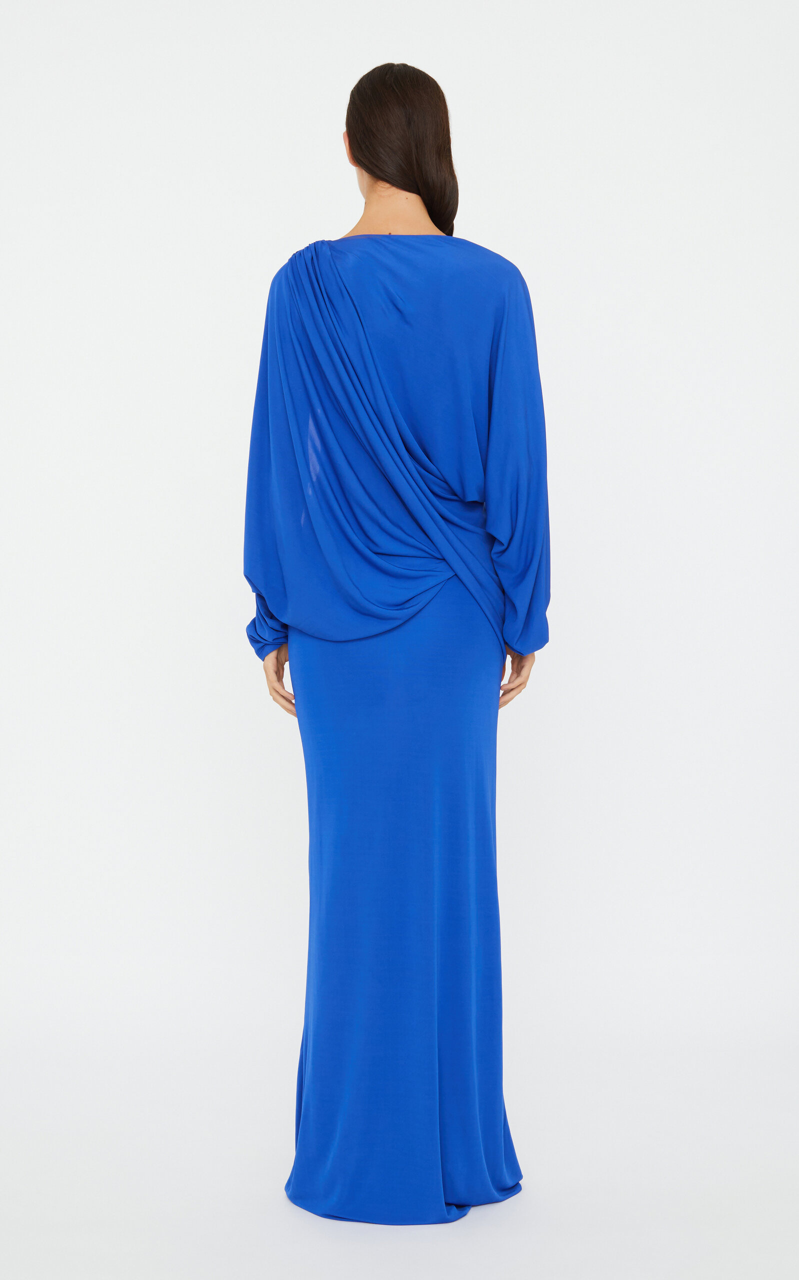 Draped Jersey Maxi Dress blue - 5