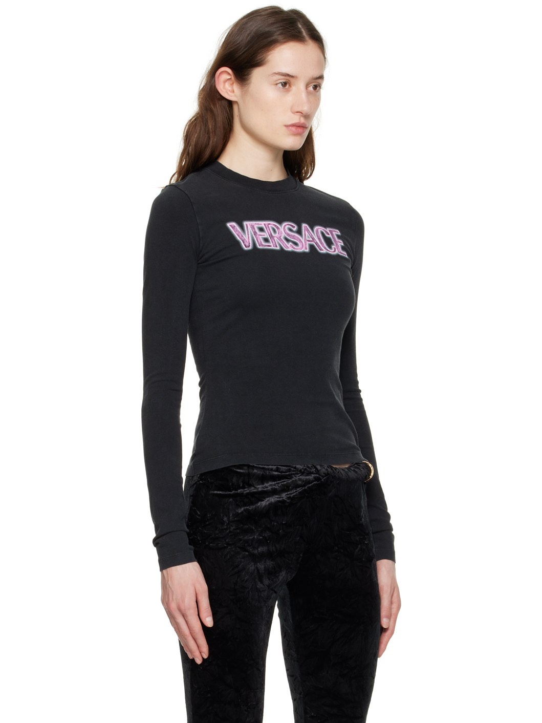 Black Printed Long-Sleeve T-Shirt - 2