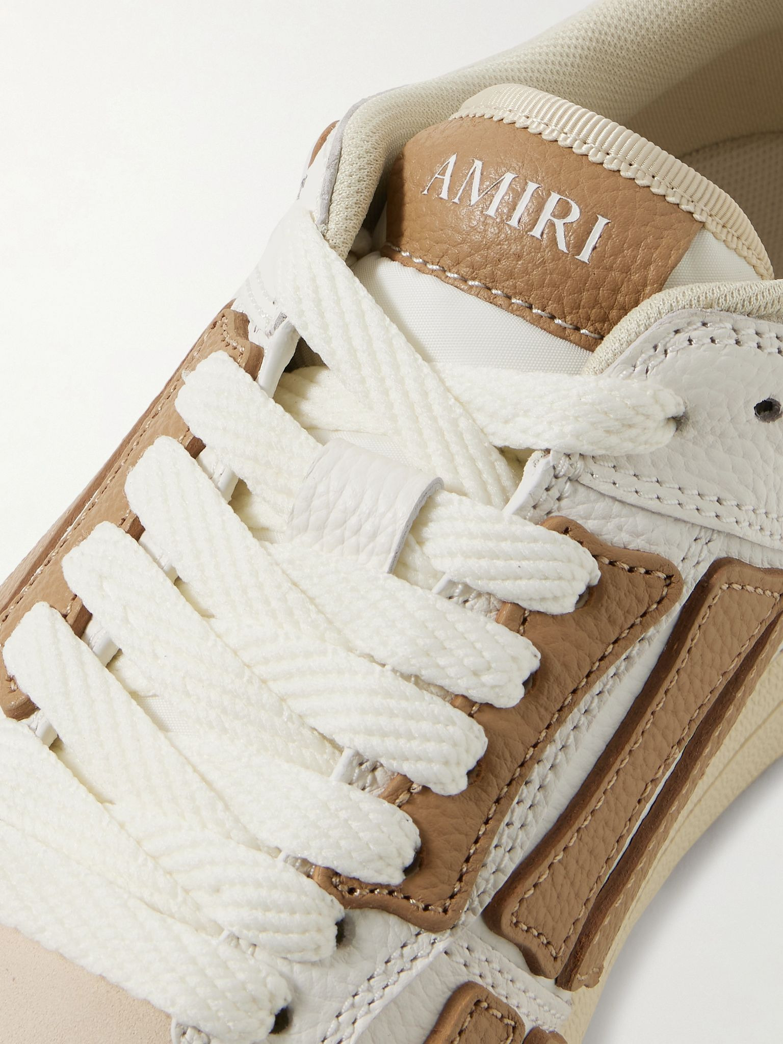 Skel-Top Appliquéd Leather and Suede Sneakers Off-white - 5