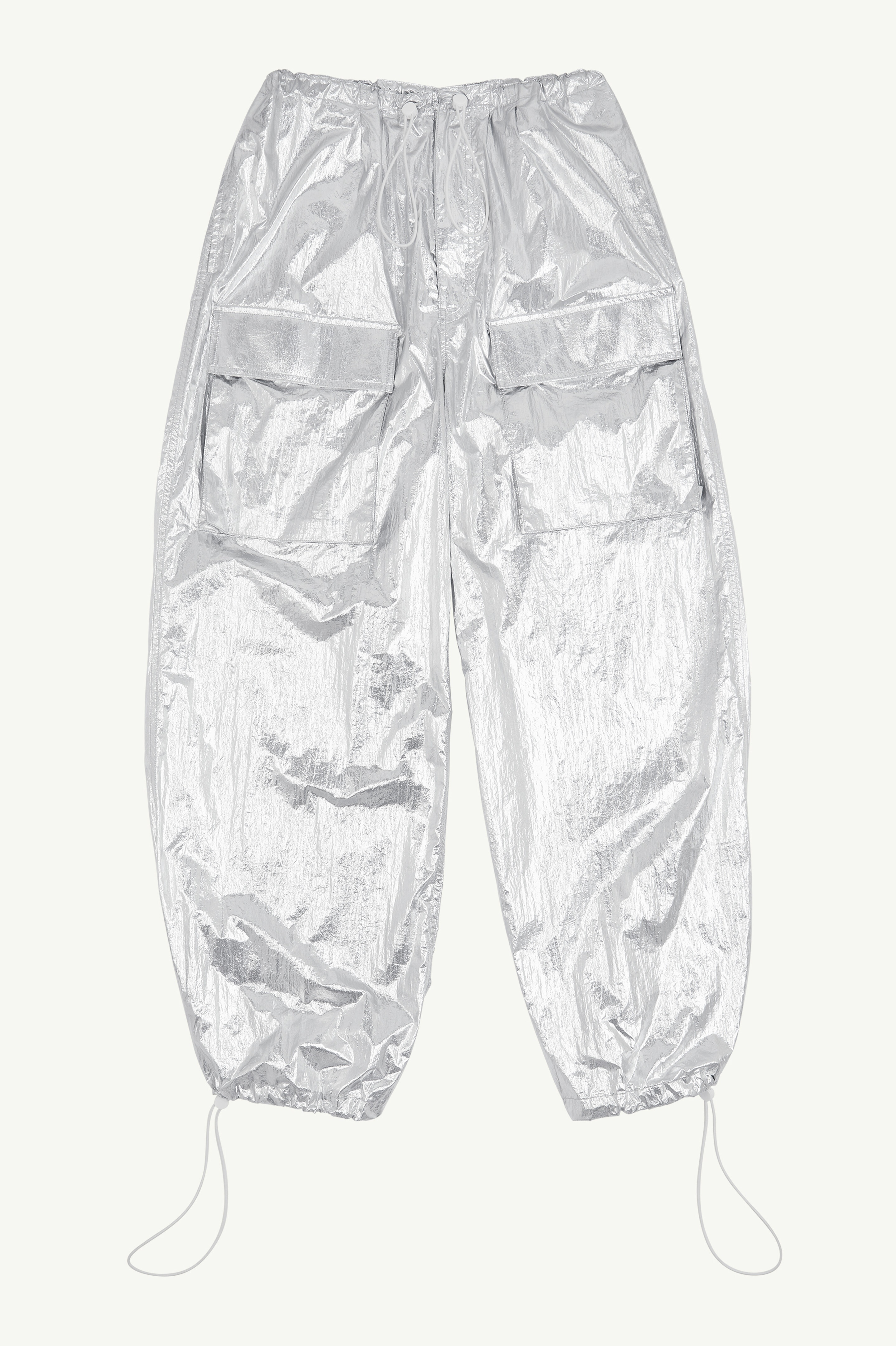Silver Tyvek Wide-Leg Trousers - 1
