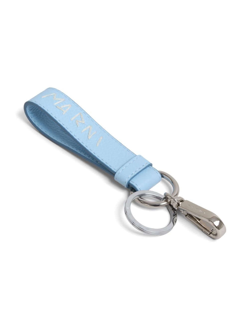 logo-embroidered leather keyring - 3