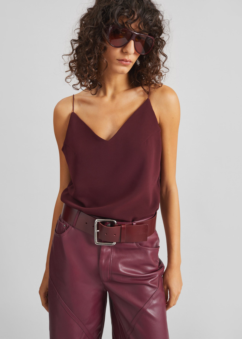 Marty Leather Belt - Burgundy/Silver 4