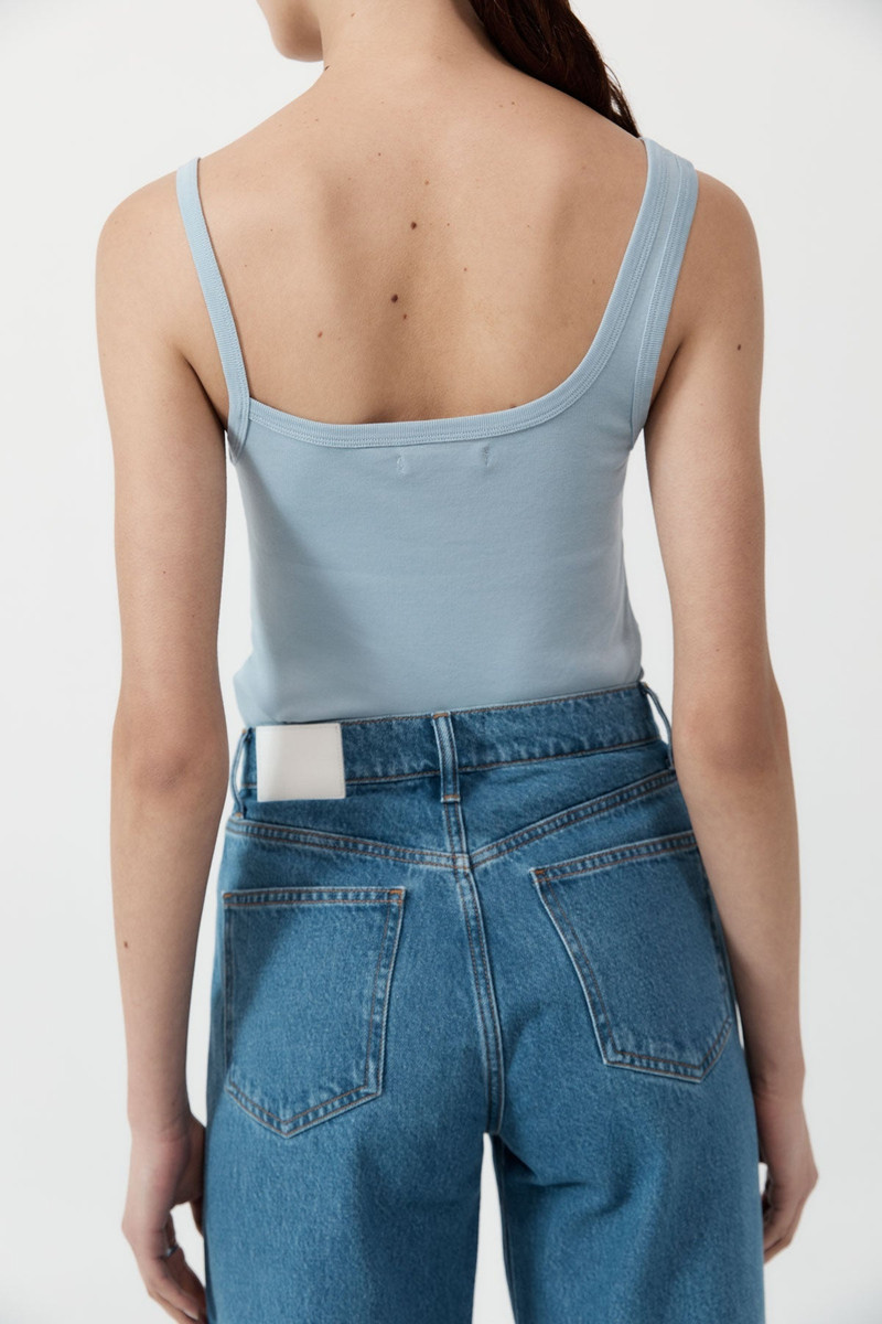 Organic Cotton Asymm Tank - Stone Blue 5