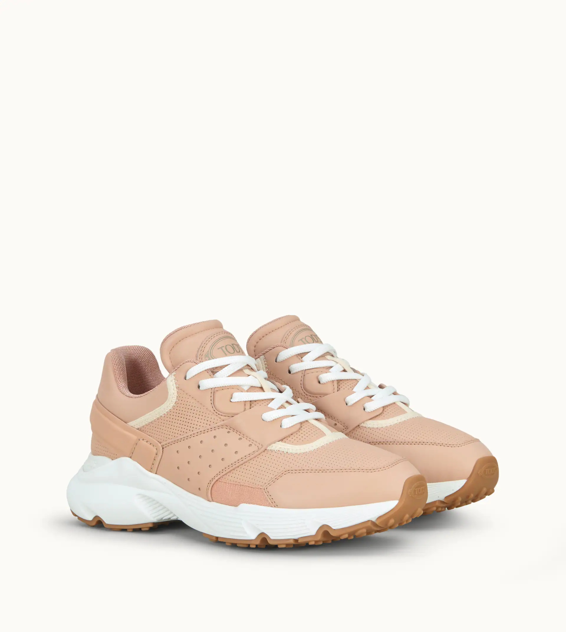 SNEAKERS IN LEATHER AND HIGH-TECH FABRIC - PINK - 4