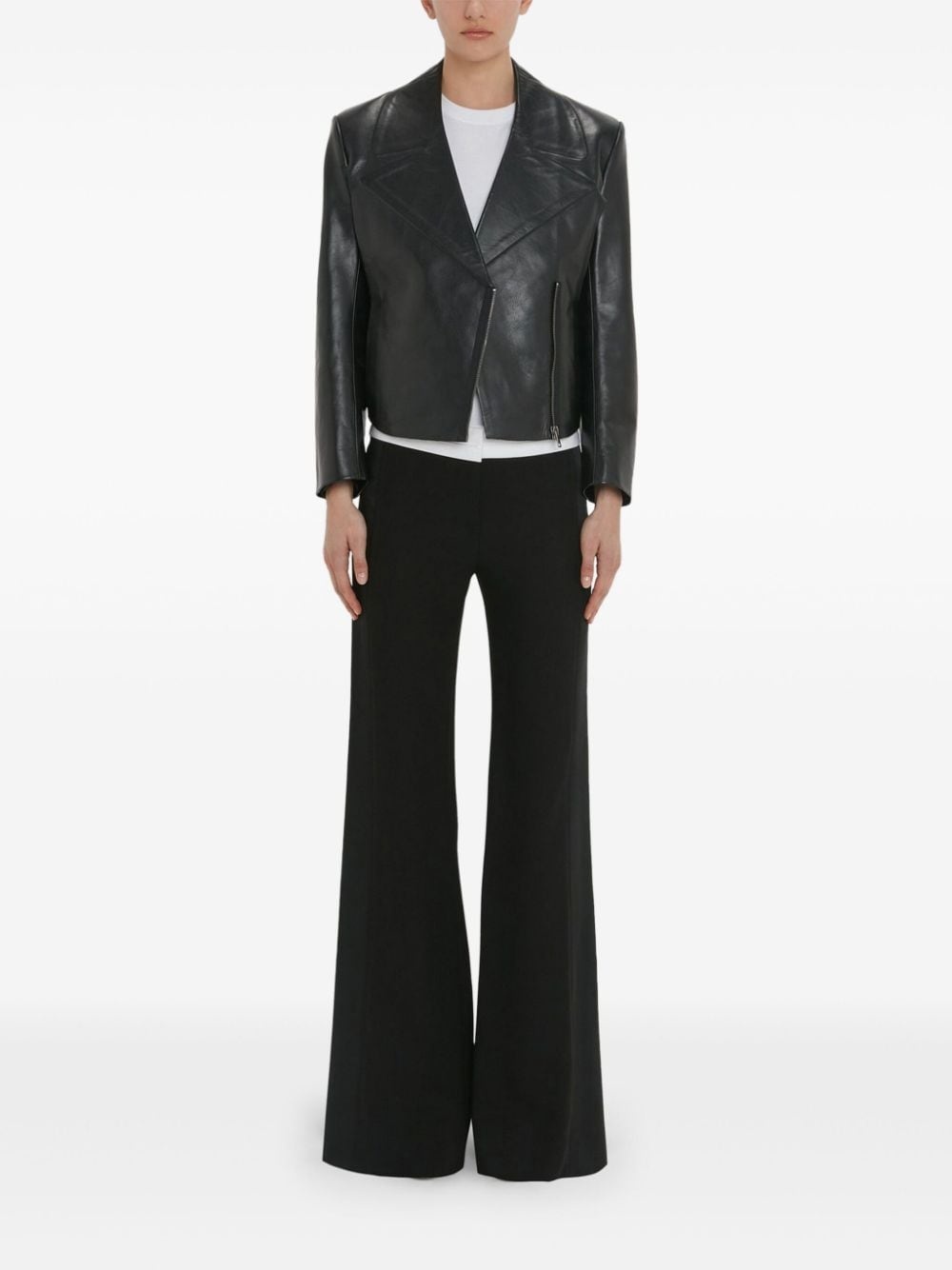 tailored leather biker jacket - 3