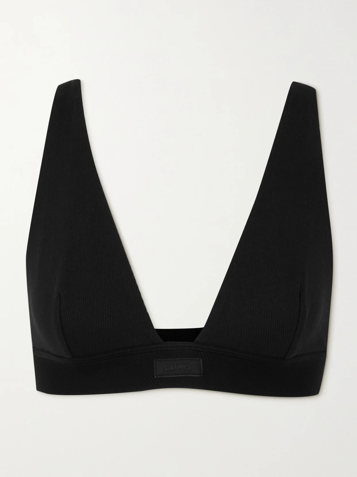 Plunge Ribbed Cotton-blend Jersey Bralette - 1