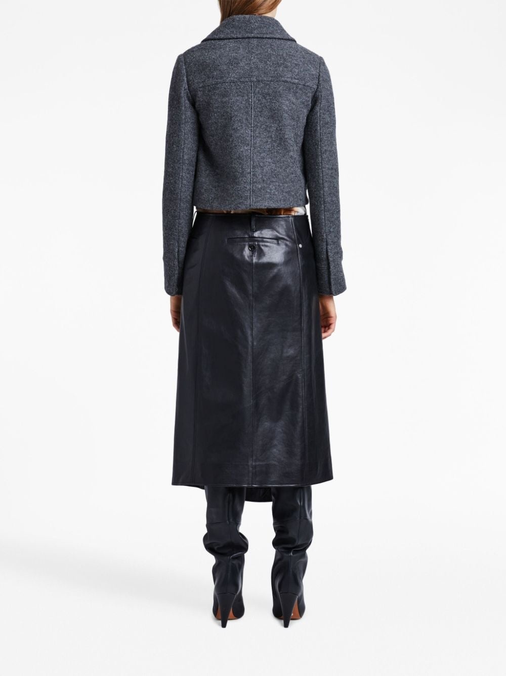 zipped wool cropped jacket - 4