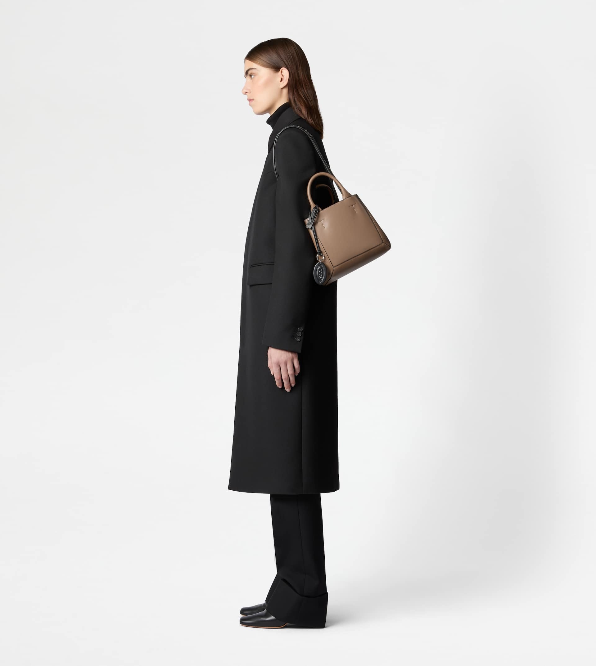 TOD'S DOUBLE UP SHOPPING BAG IN LEATHER SMALL - BEIGE, BLACK - 9