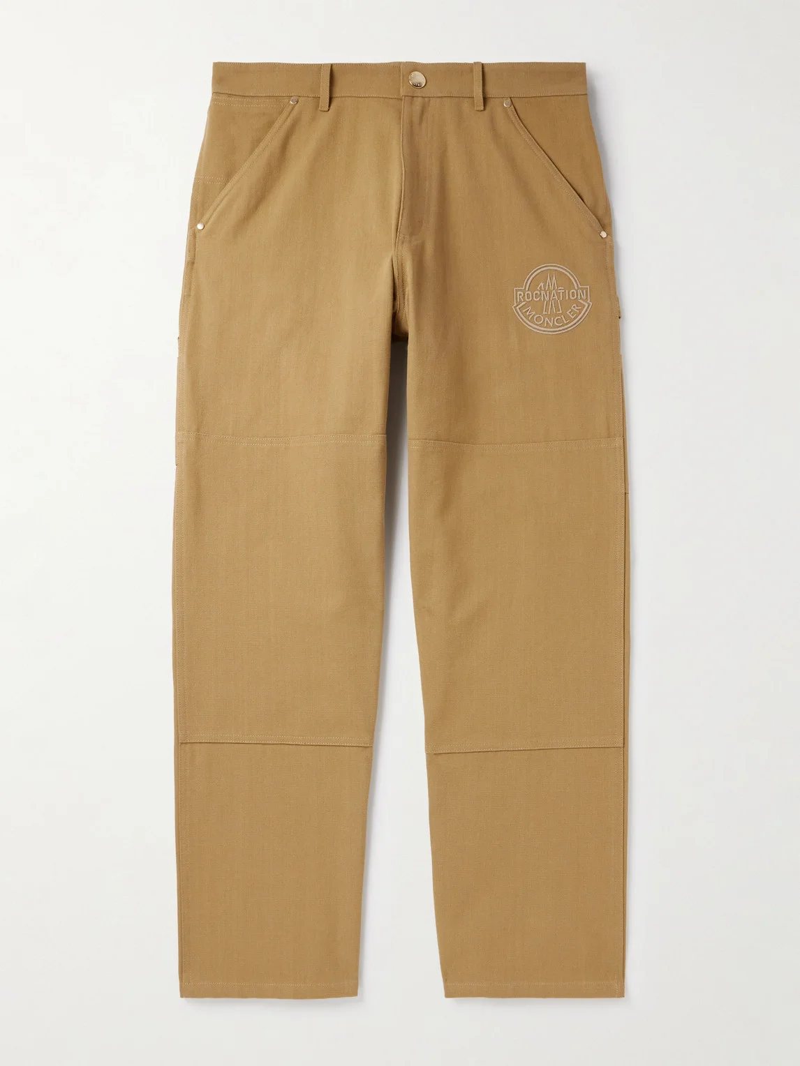 Roc Nation by Jay-Z Straight-Leg Logo-Embroidered Panelled Washed Cotton-Canvas Trousers - 1