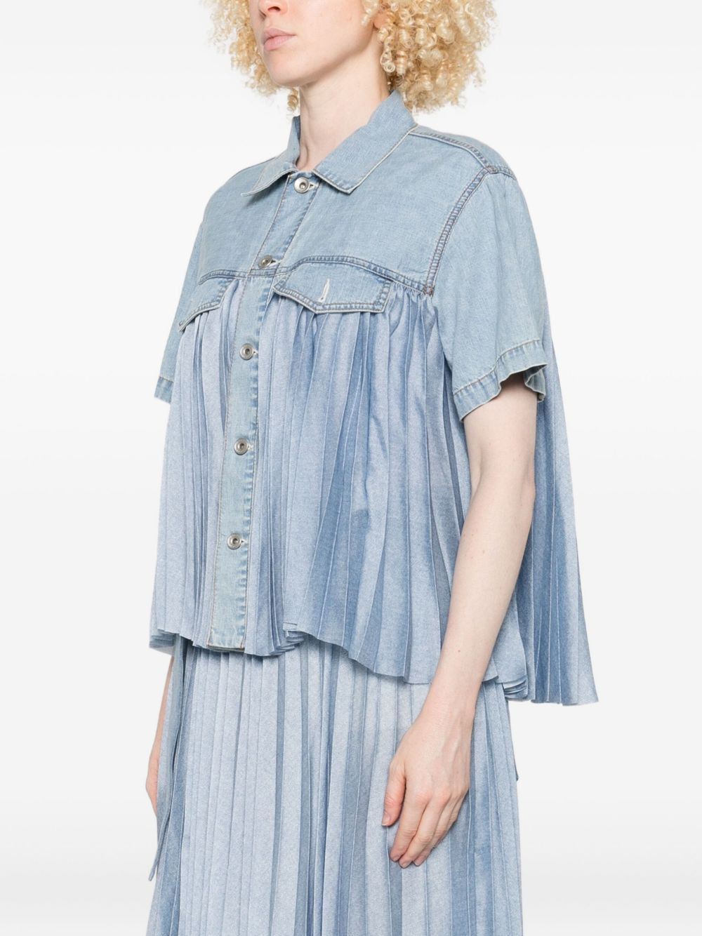 pleated denim shirt - 3