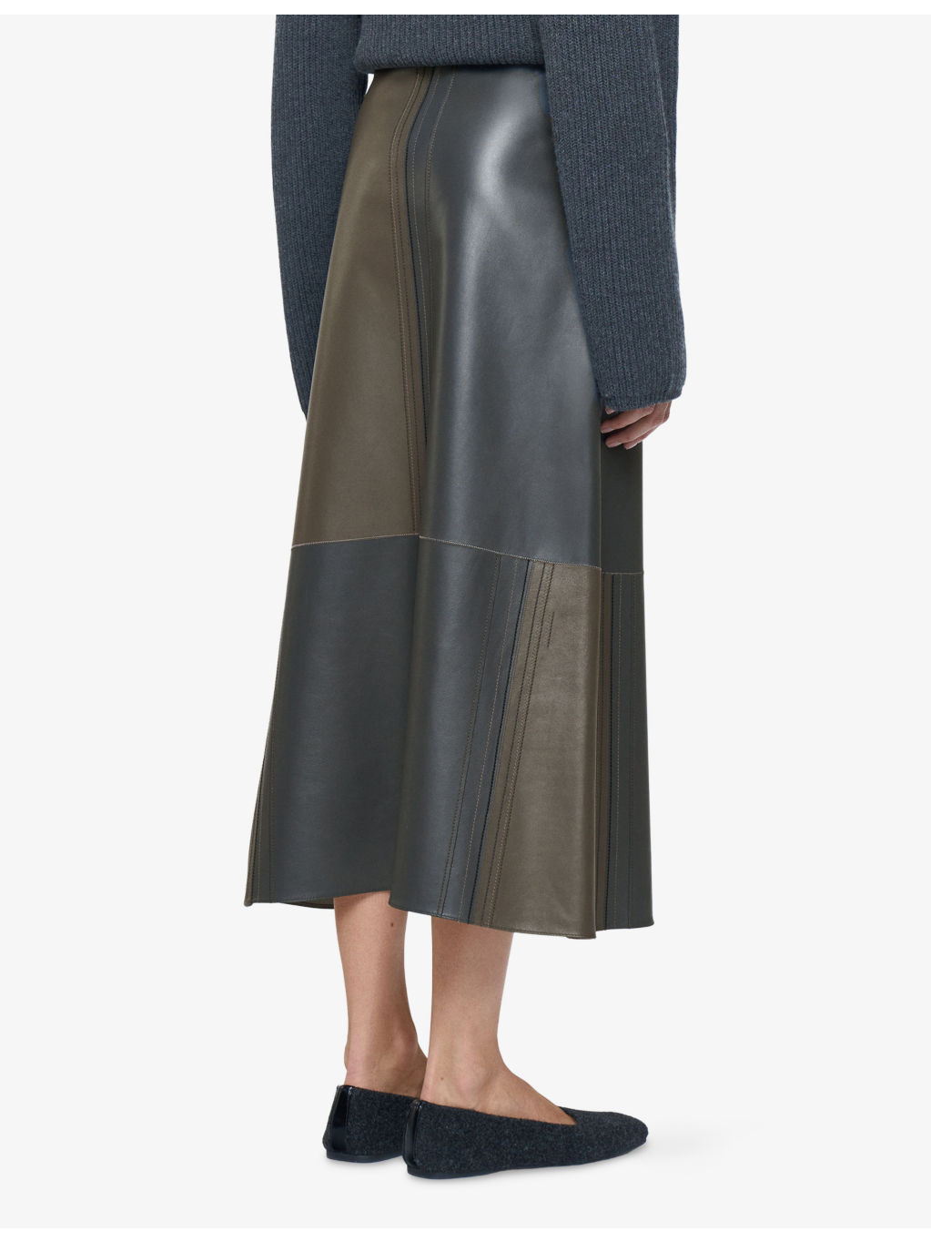 Cezanne A-Line Leather Midi Skirt - 3