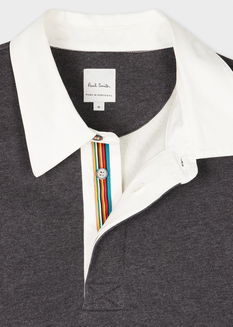 Dark Grey Contrast Collar Marl Sweatshirt 4