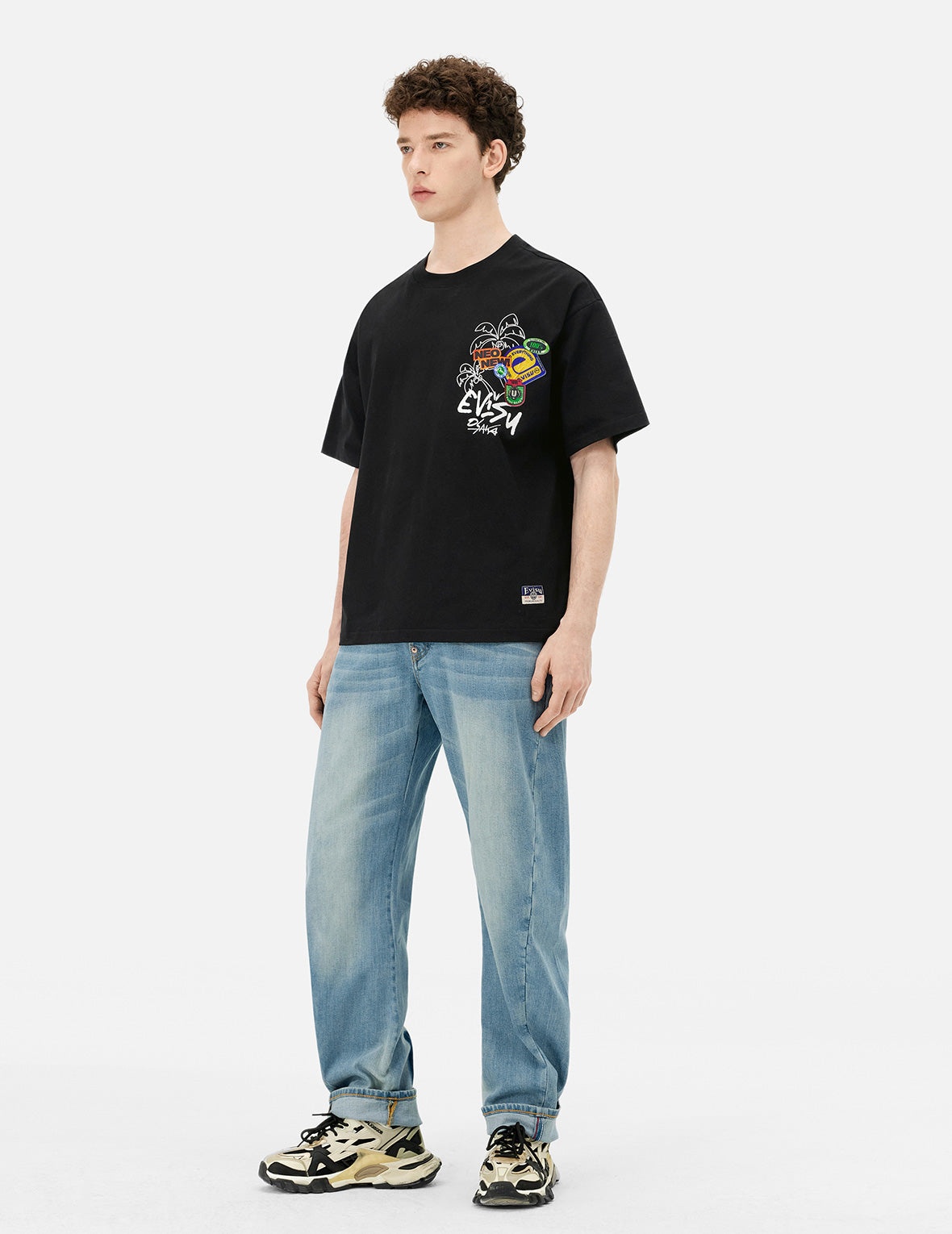 Multi-Pocket with Seagull Print 3D Fit Jeans - 3