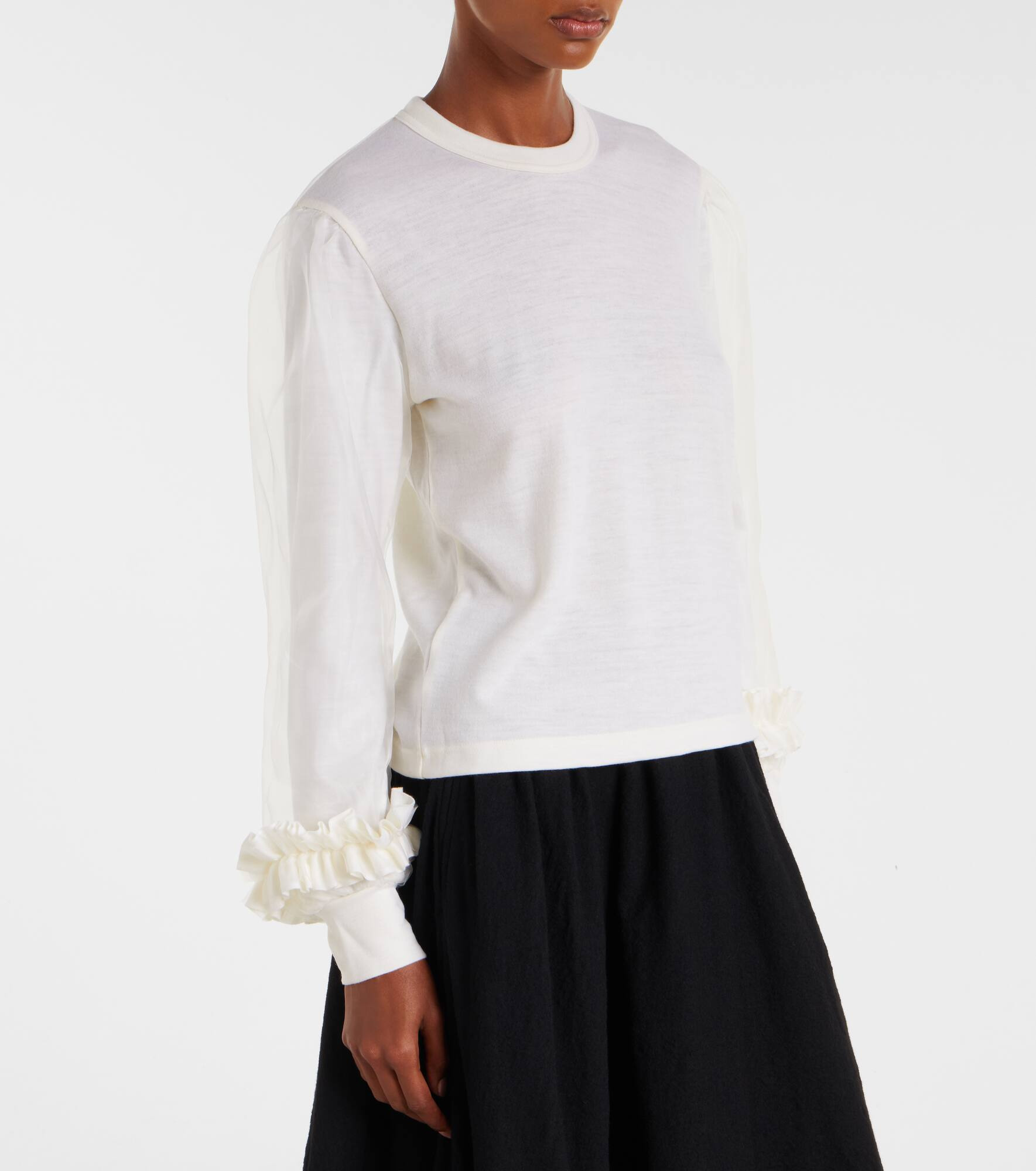 Tulle-trimmed wool sweater - 6