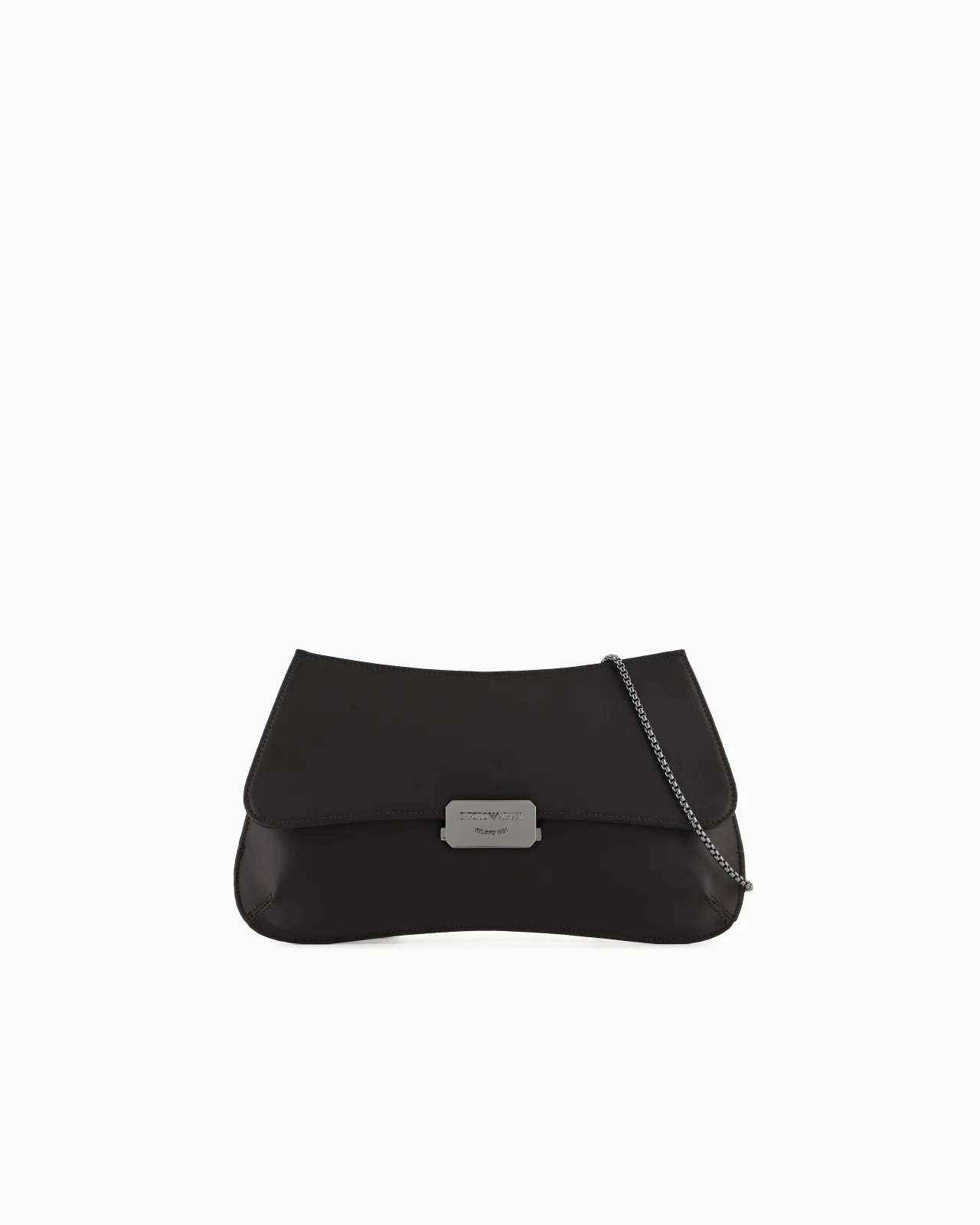 SATIN BAGUETTE CLUTCH BAG WITH CHAIN STRAP - 1