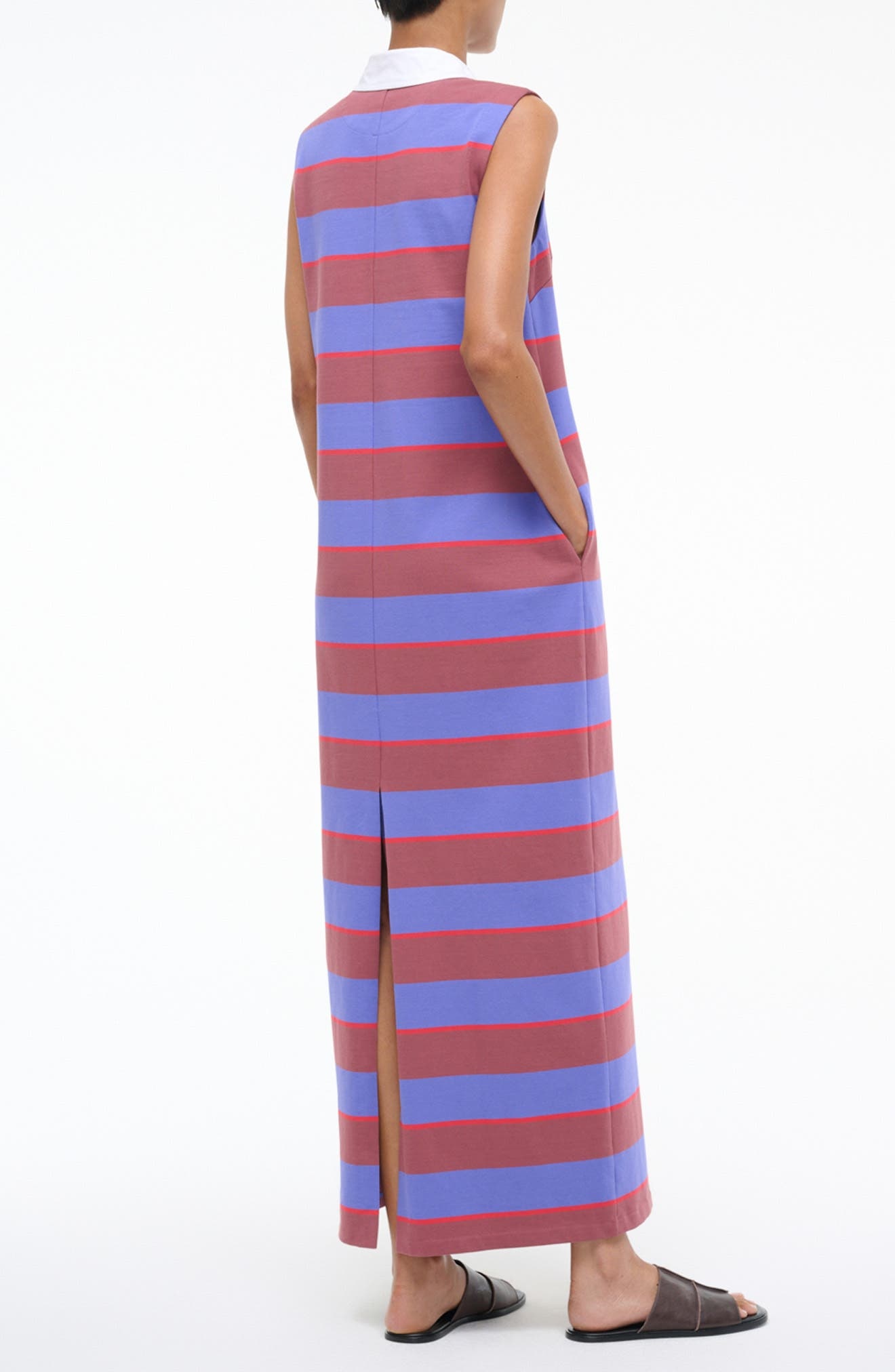 STAUD Julius Sleeveless Polo Maxi Dress in Atlas Rugby Stripe at Nordstrom - 2