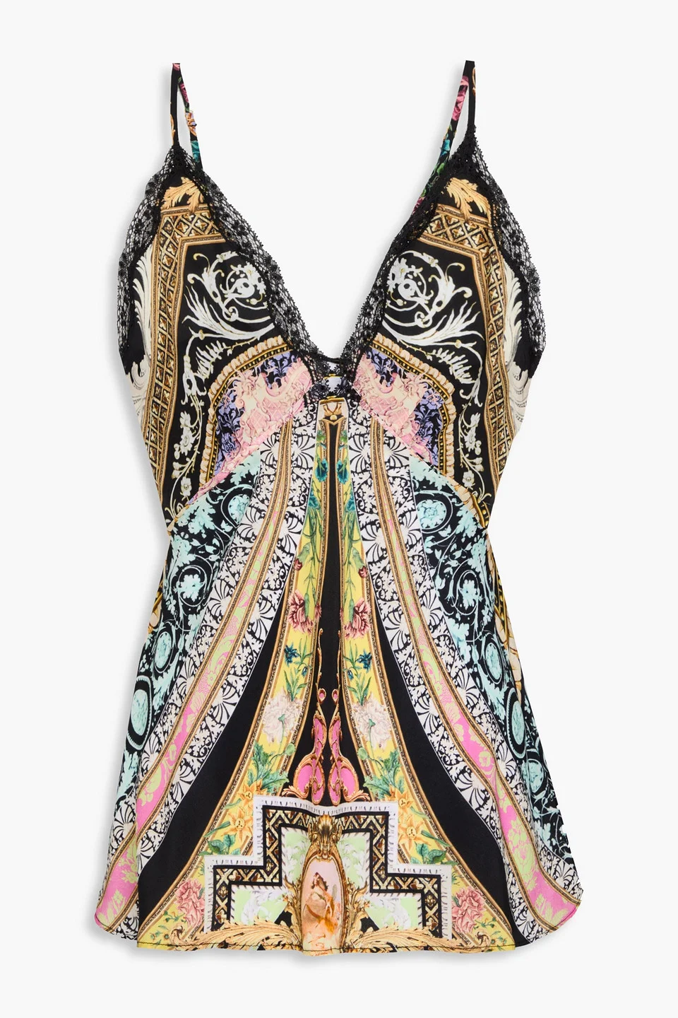 Crystal-embellished printed silk crepe de chine camisole - 1