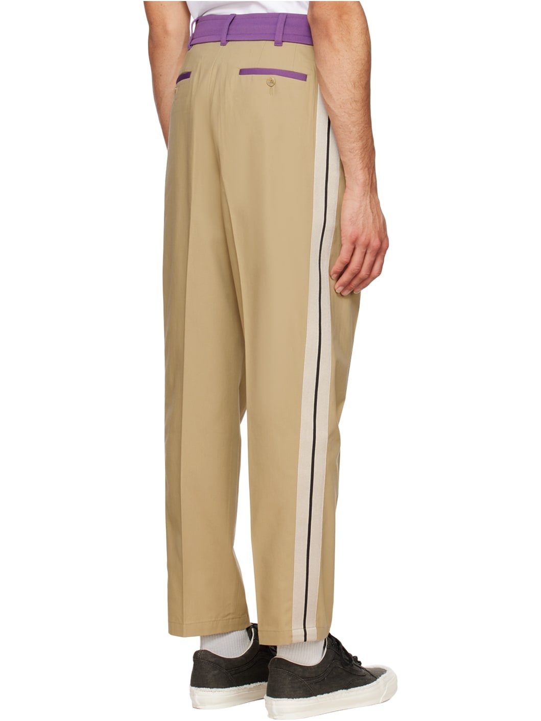 Tan & Purple Track Belt Trousers - 3