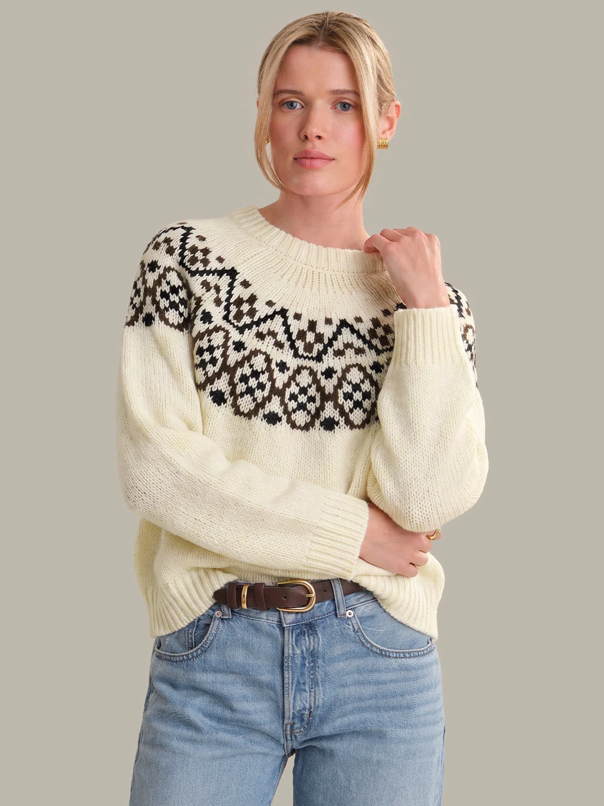 Ines: Fair Isle Crewneck Sweater - 1