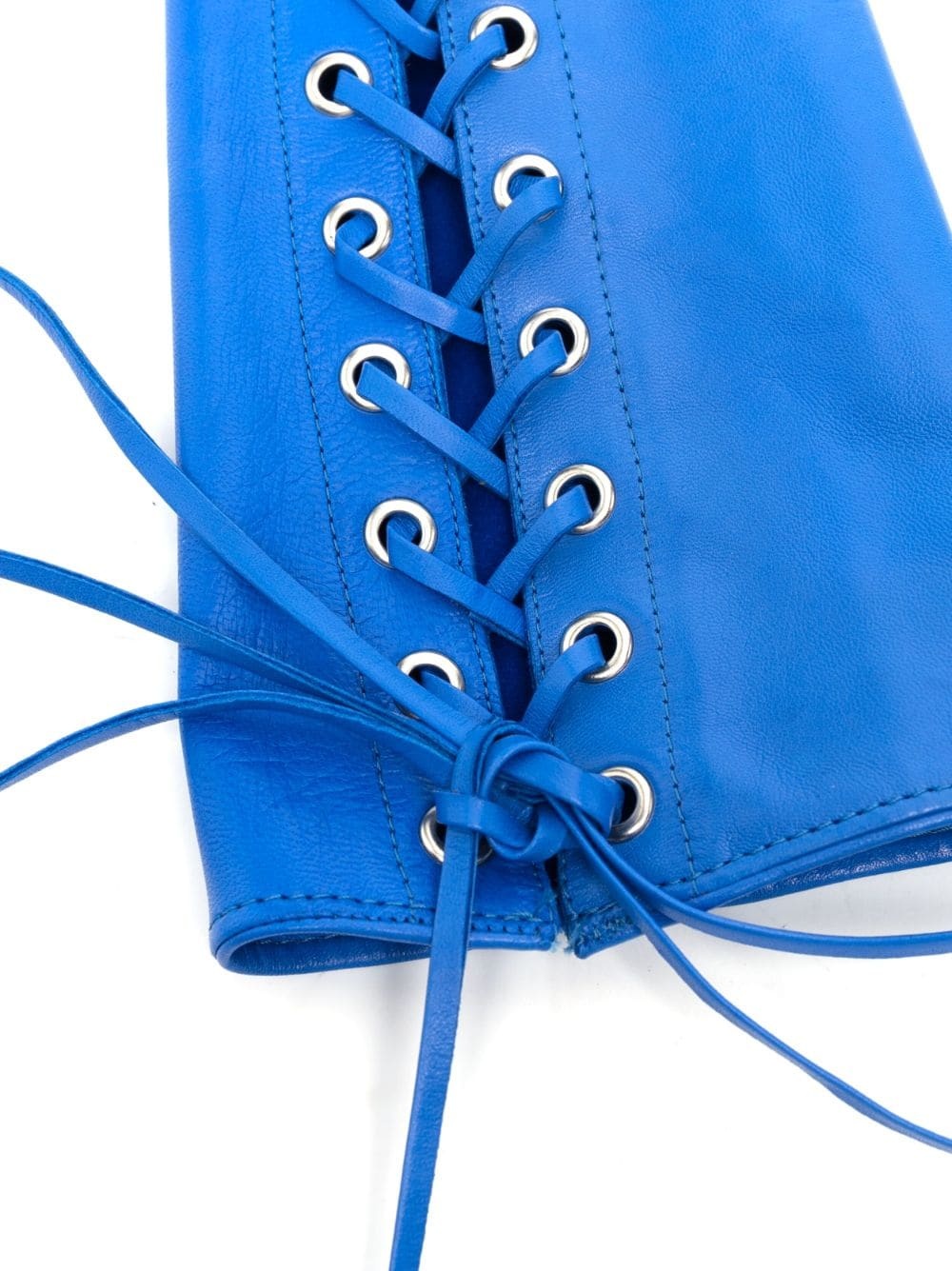 lace-up fingerless leather gloves - 2