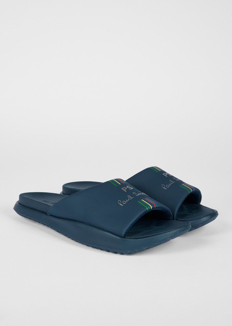 Navy 'Powell' 'Sports Stripe' Slides 4