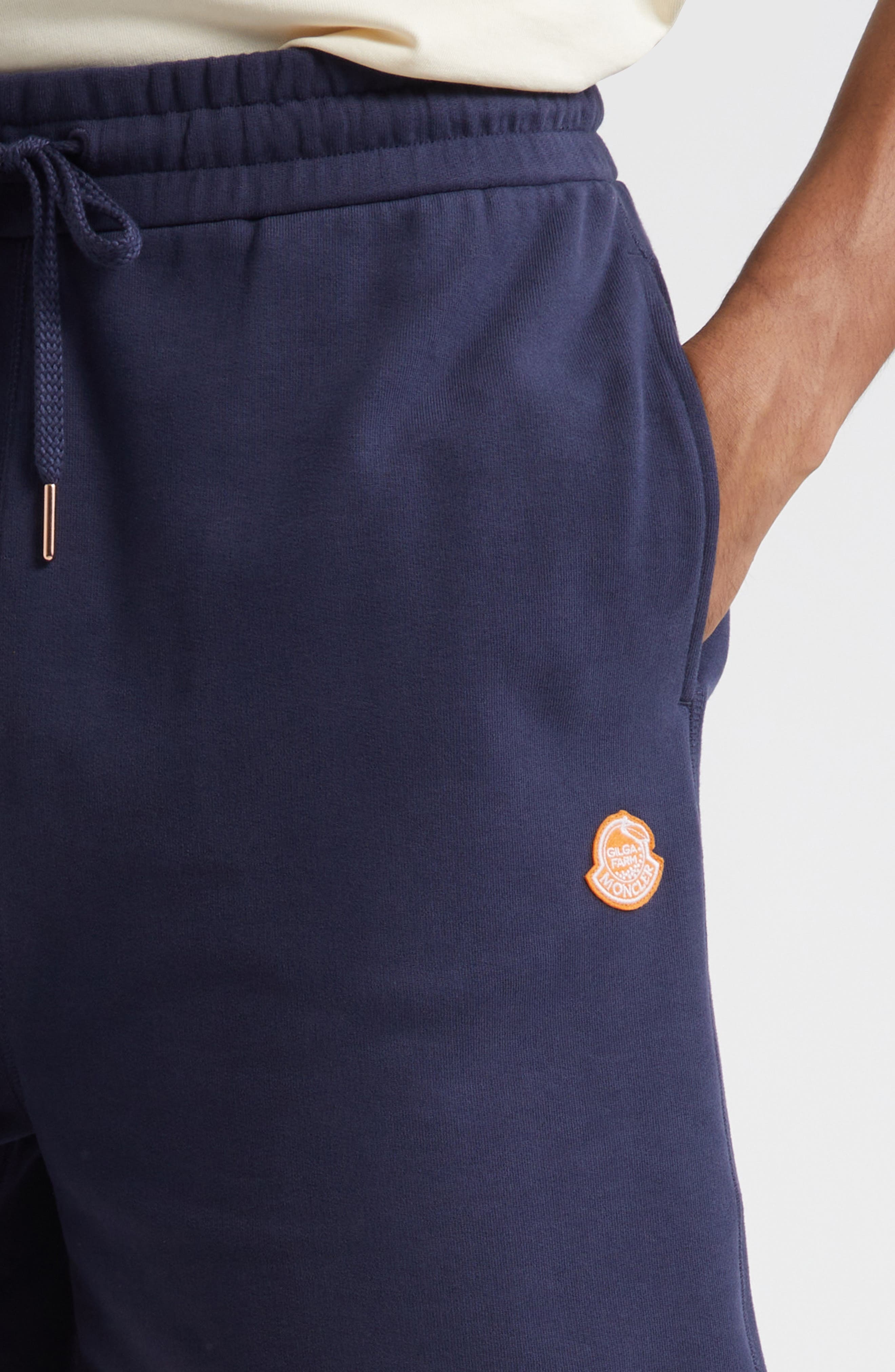 Moncler Logo Patch Drawstring Sweat Shorts in Navy at Nordstrom - 5