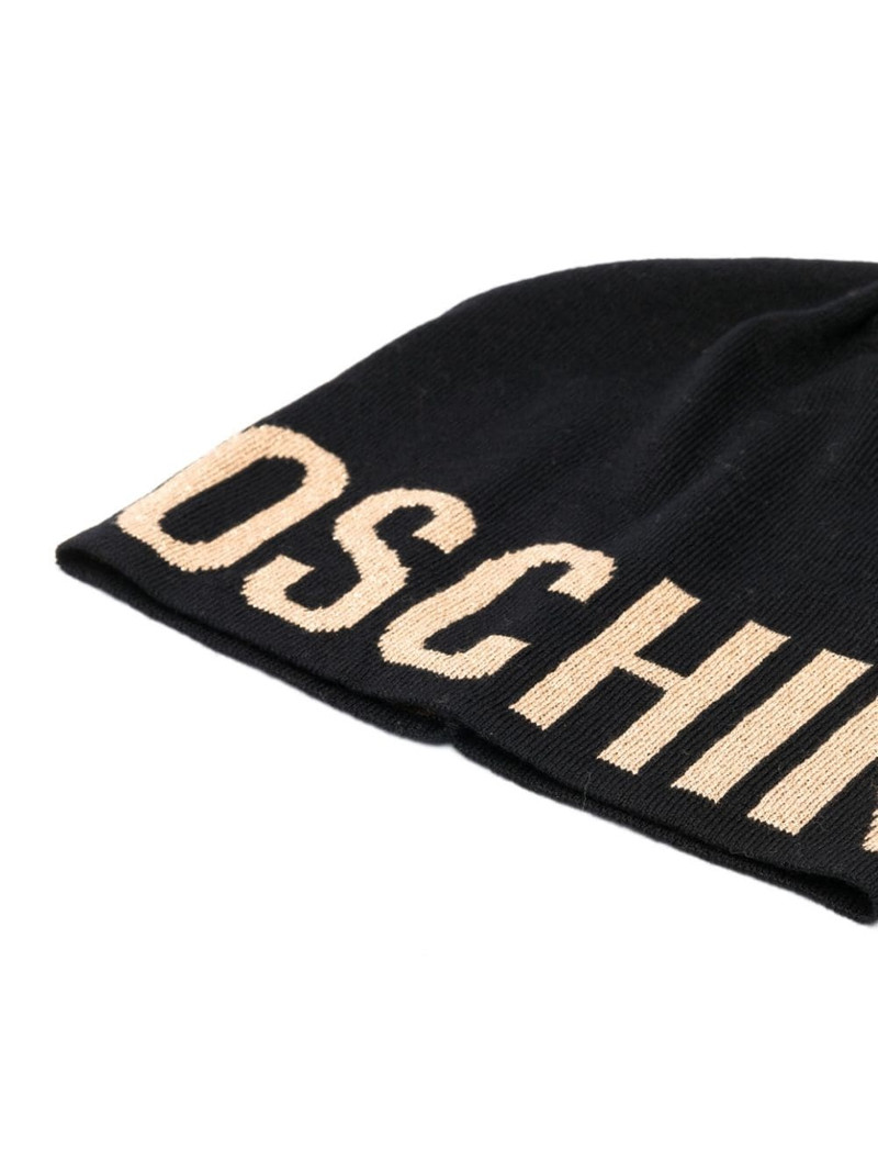 Moschino logo-print knit beanie outlook