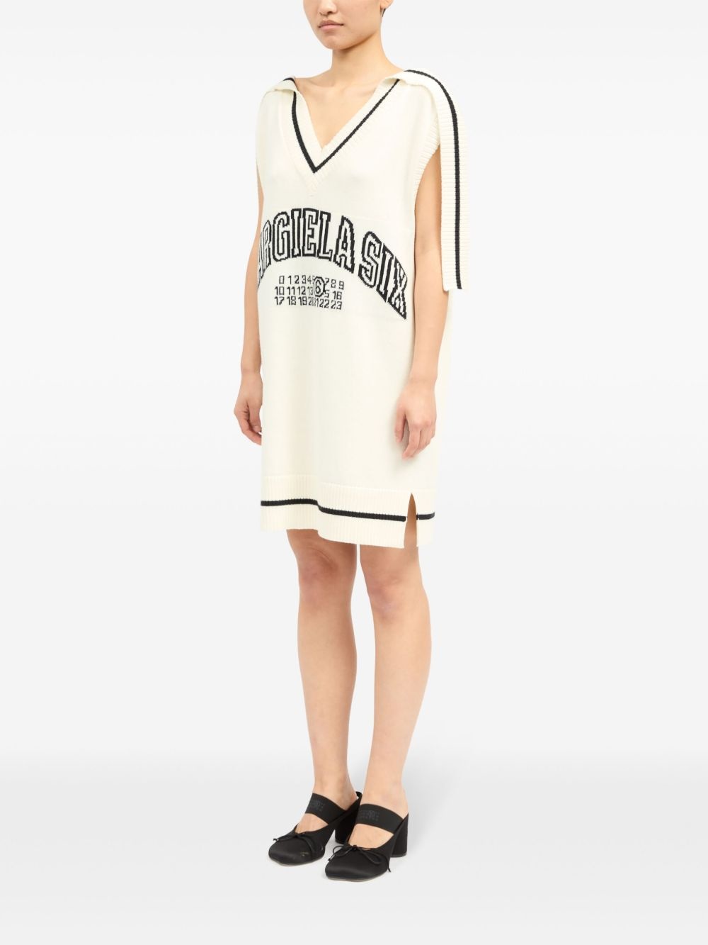 logo-jacquard knit dress - 6