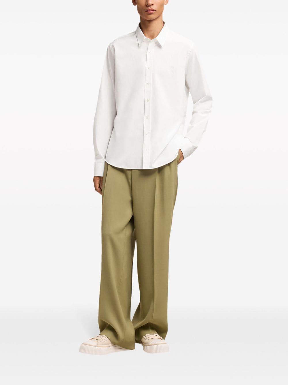 logo-embroidered cotton shirt - 2