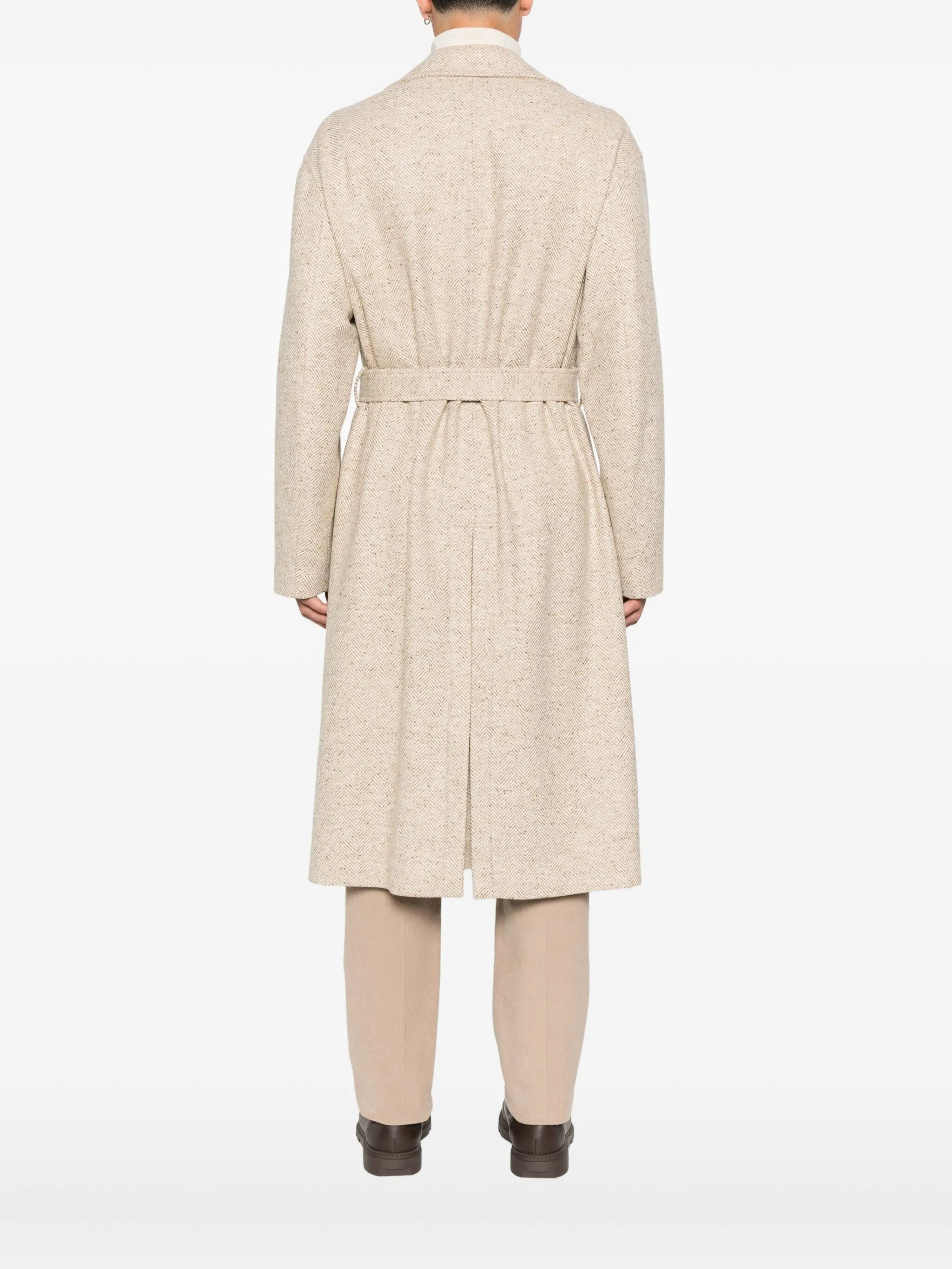 Lardini Herringbone Belted Coat - 5