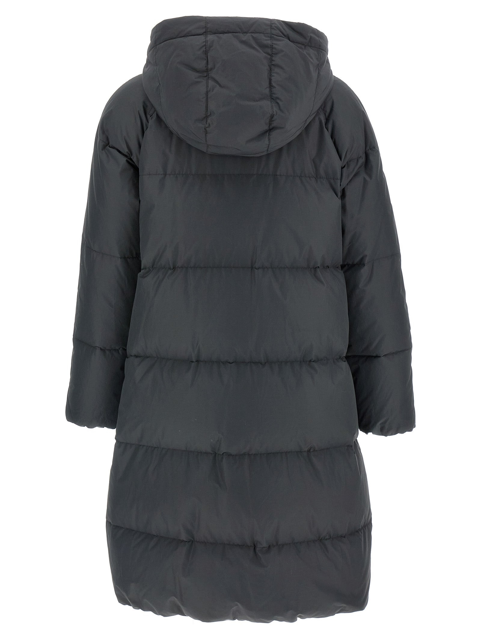 Shiny Zipper Pull Puffer Jackets Gray - 3
