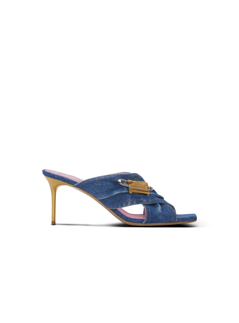 Denim Safety Pin mules - 1
