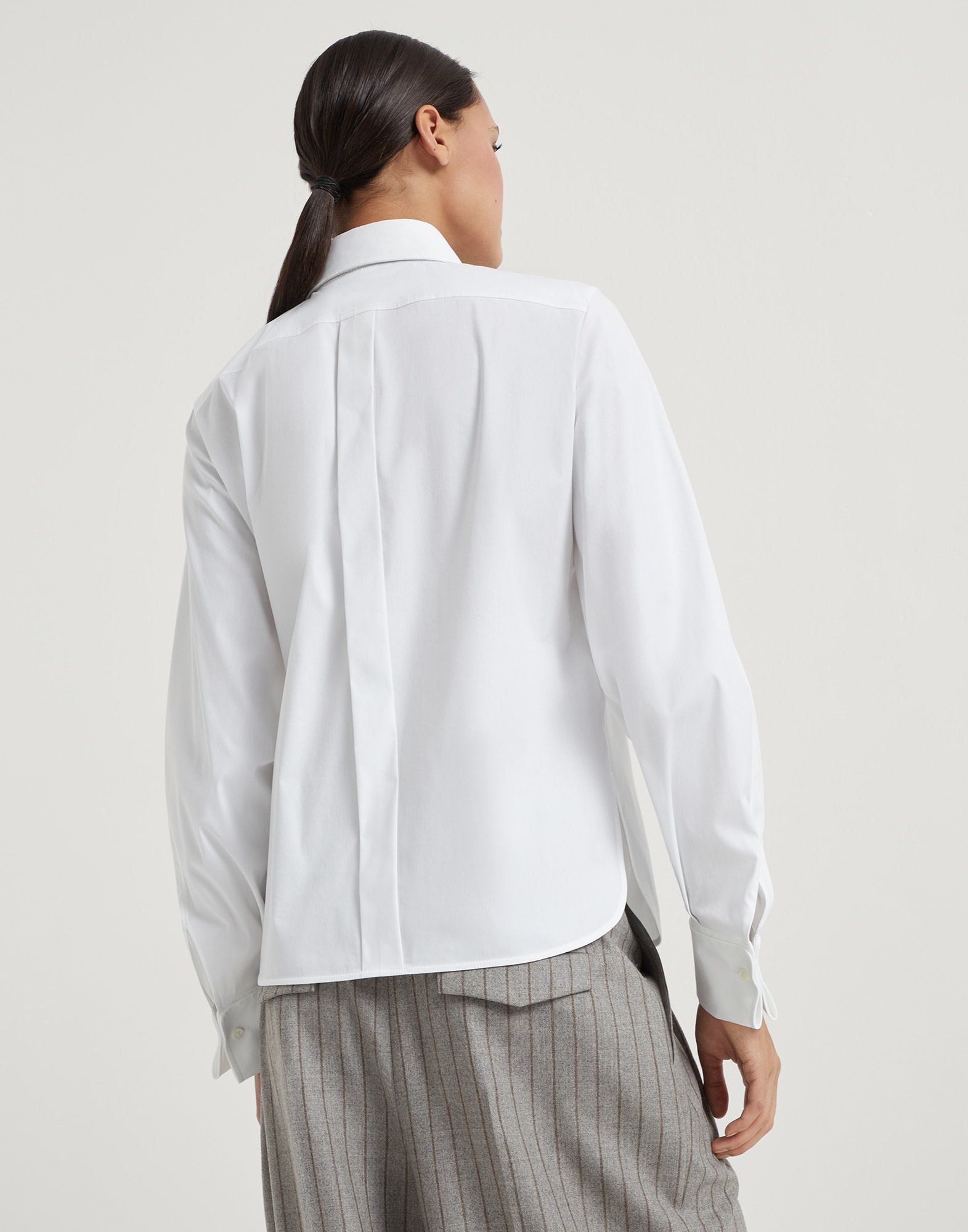 Stretch cotton poplin shirt with monili - 2