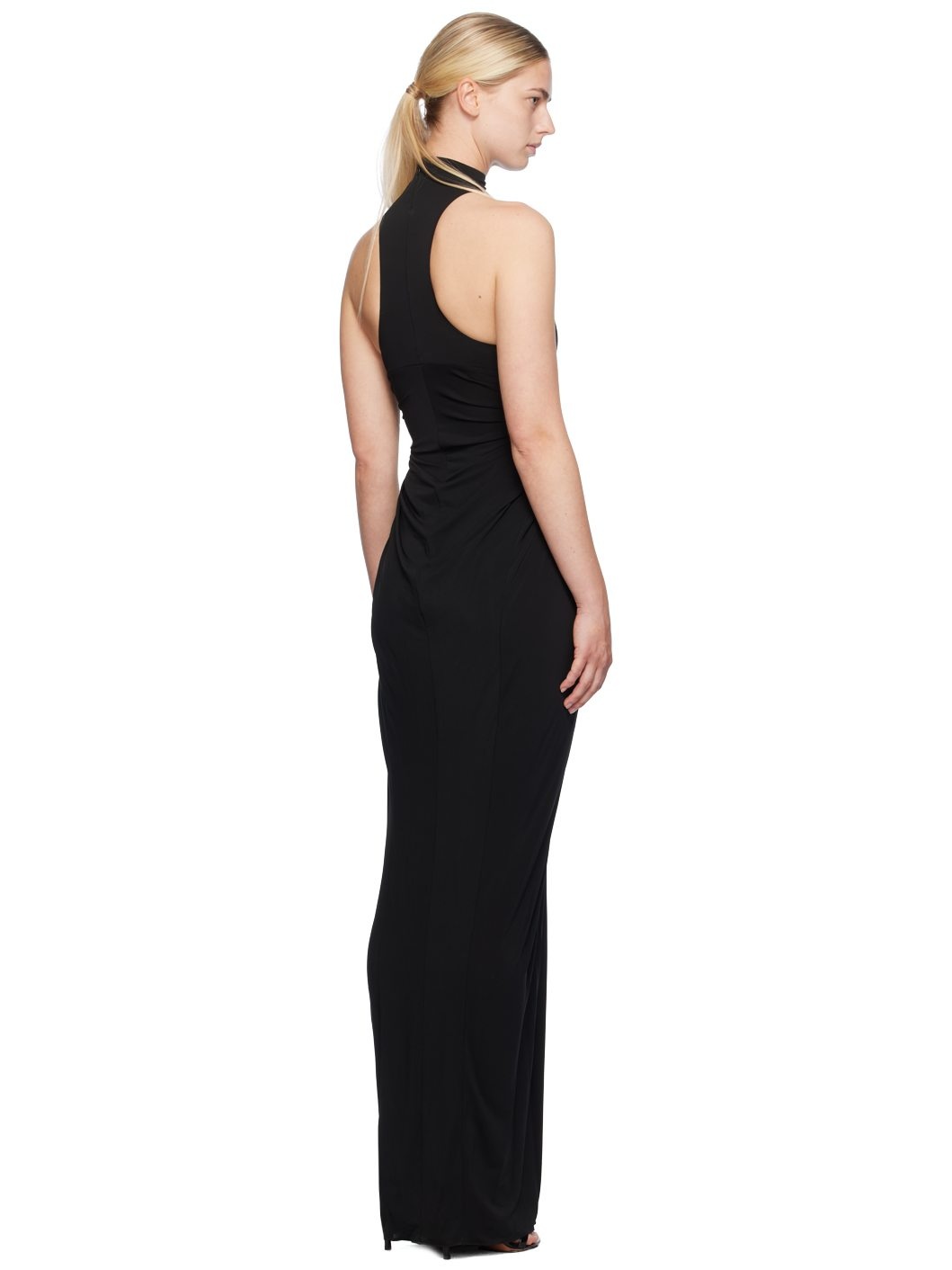Black Draped Maxi Dress - 3