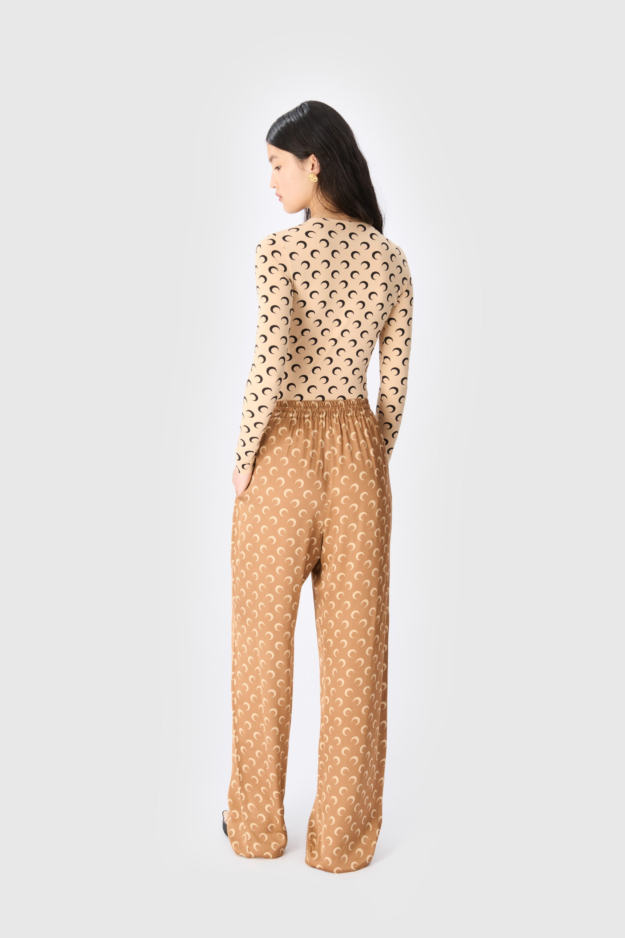Moon Printed Jersey Second Skin Crewneck Top - 3