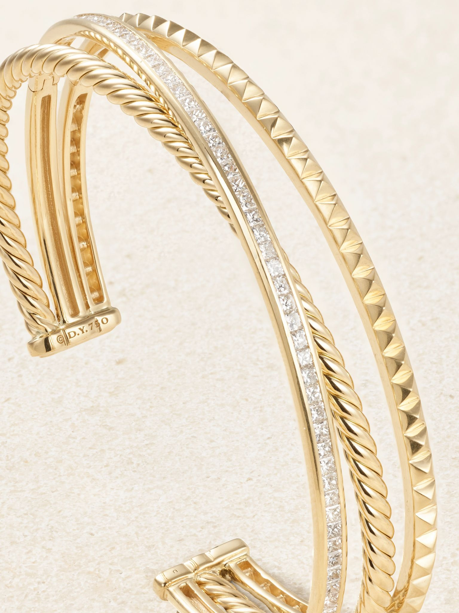 Crossover Trio 18-karat gold diamond cuff Gold - 3