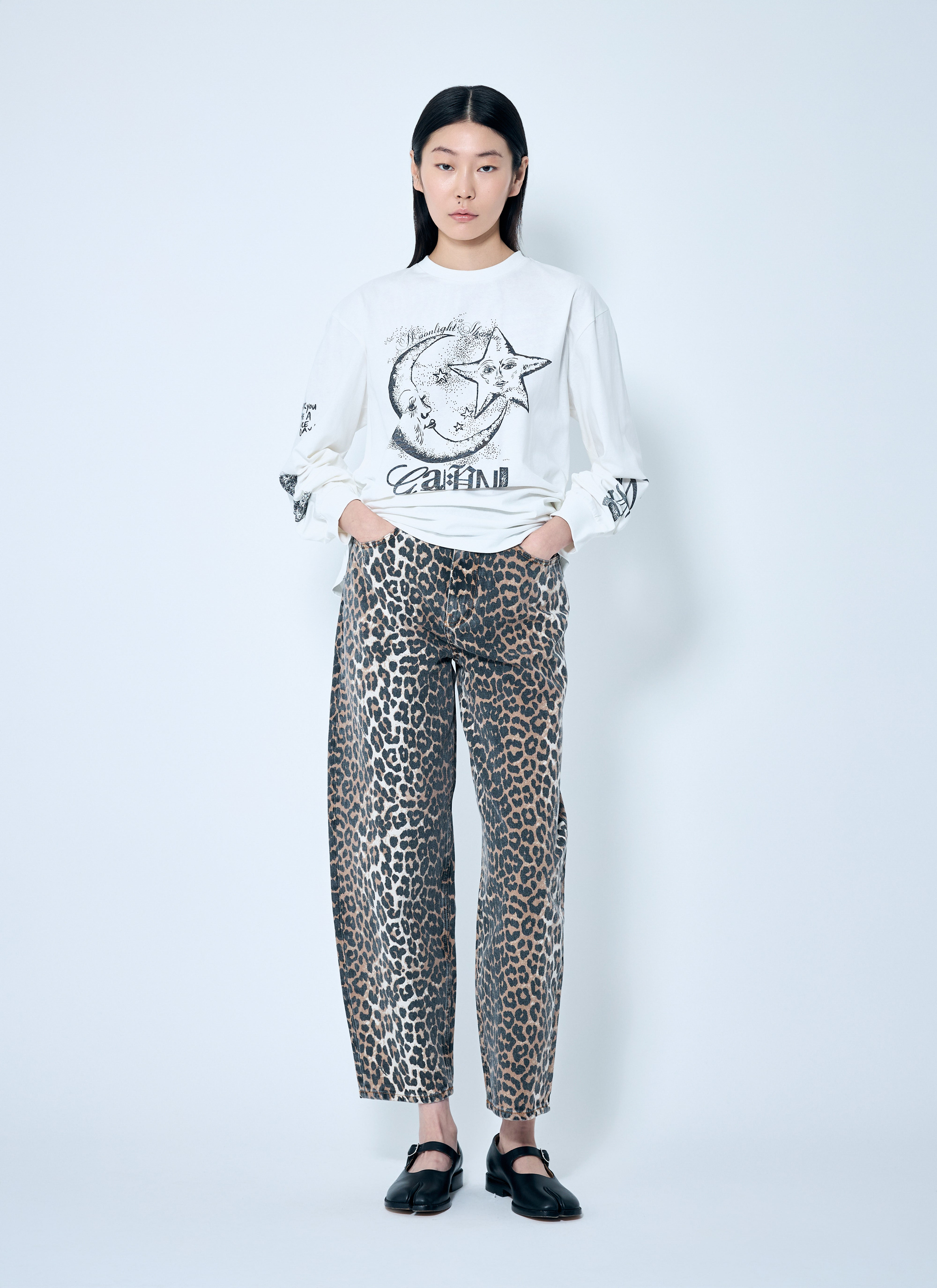 Ganni Women Leopard Stary Jeans - 2