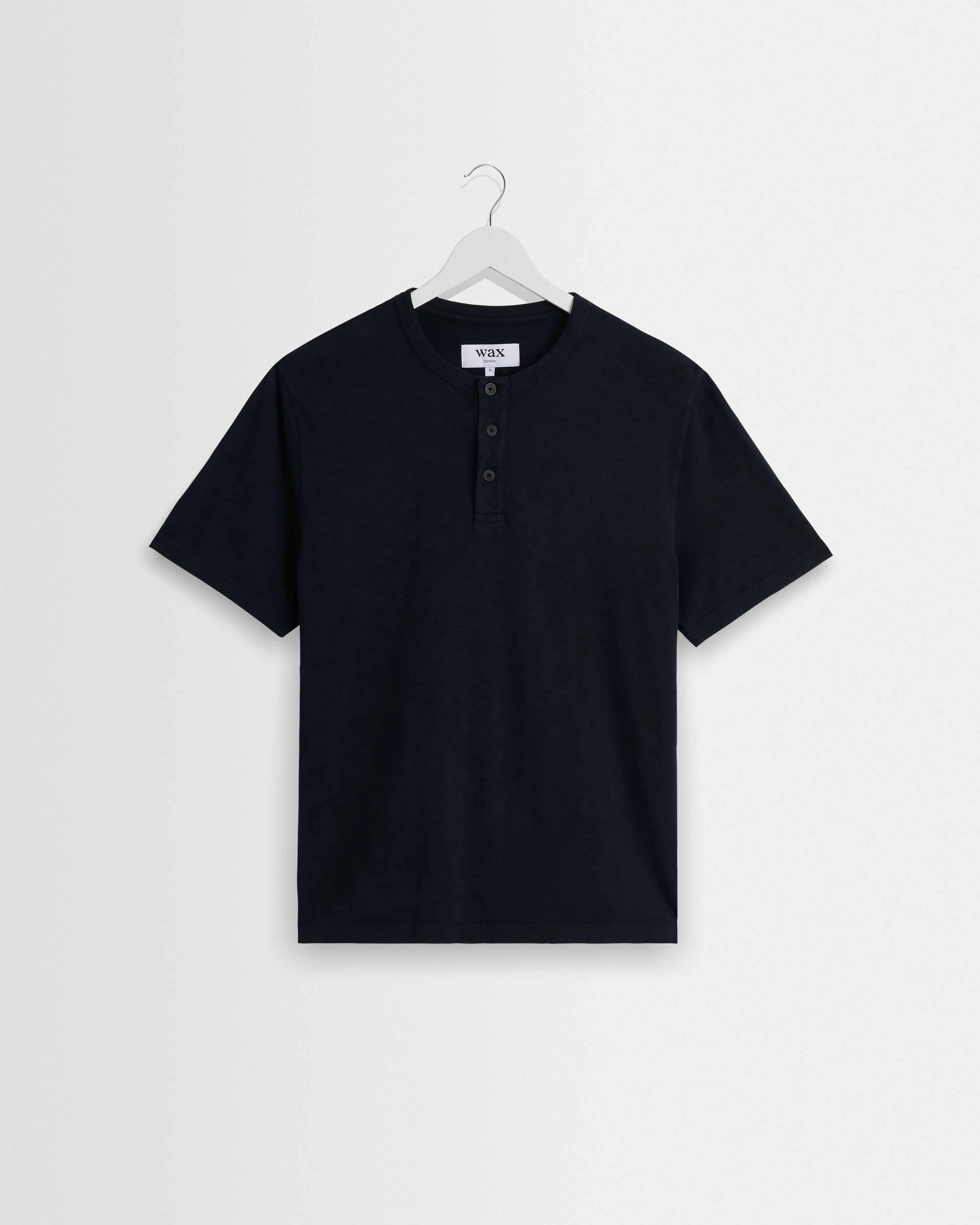 Hill - Black Slub Organic Cotton Henley T-Shirt - 1